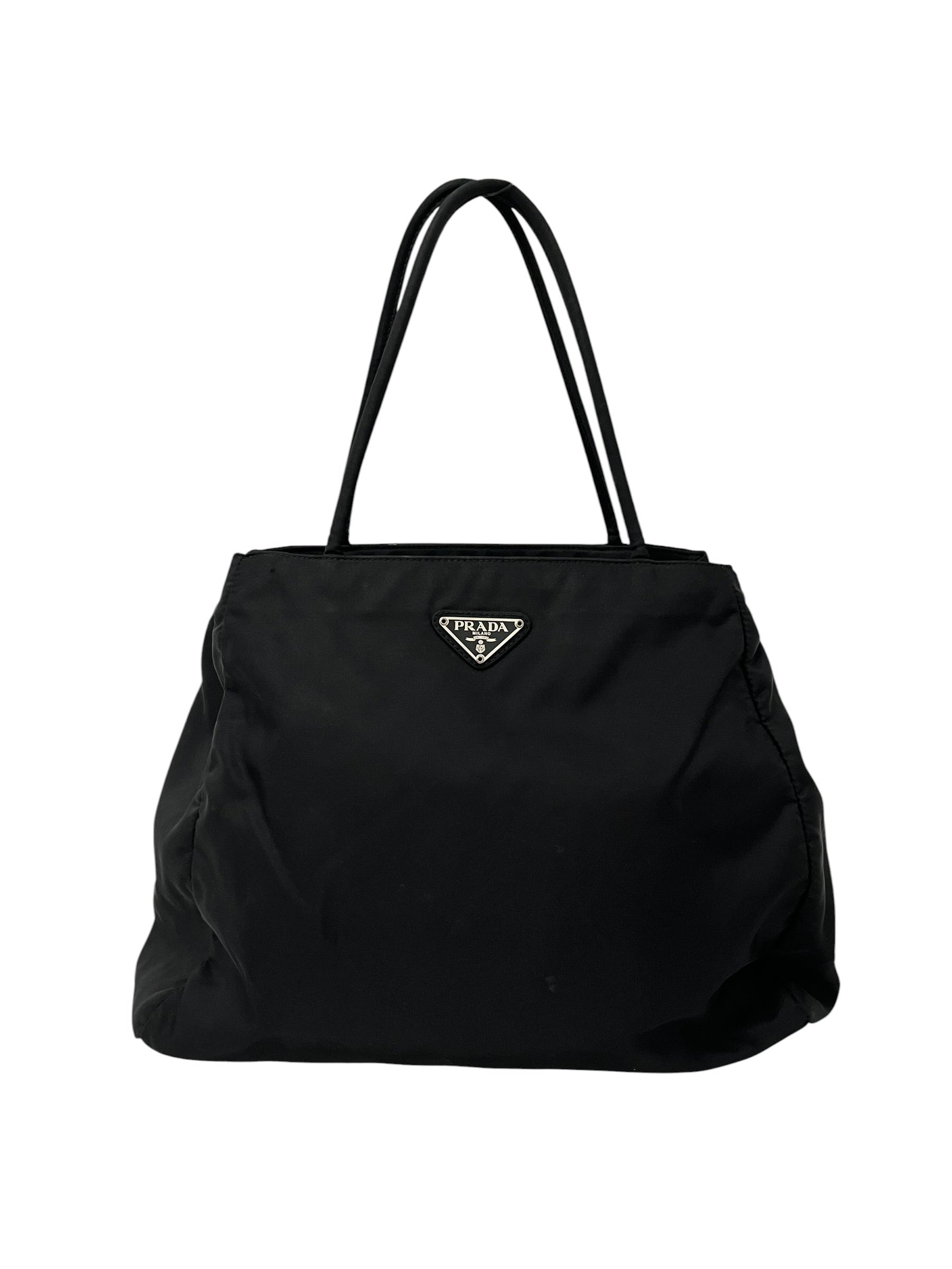 PRADA/Hand Bag/Nylon/BLK/SMALL TOTE, SILVER HARDWEAR view 1