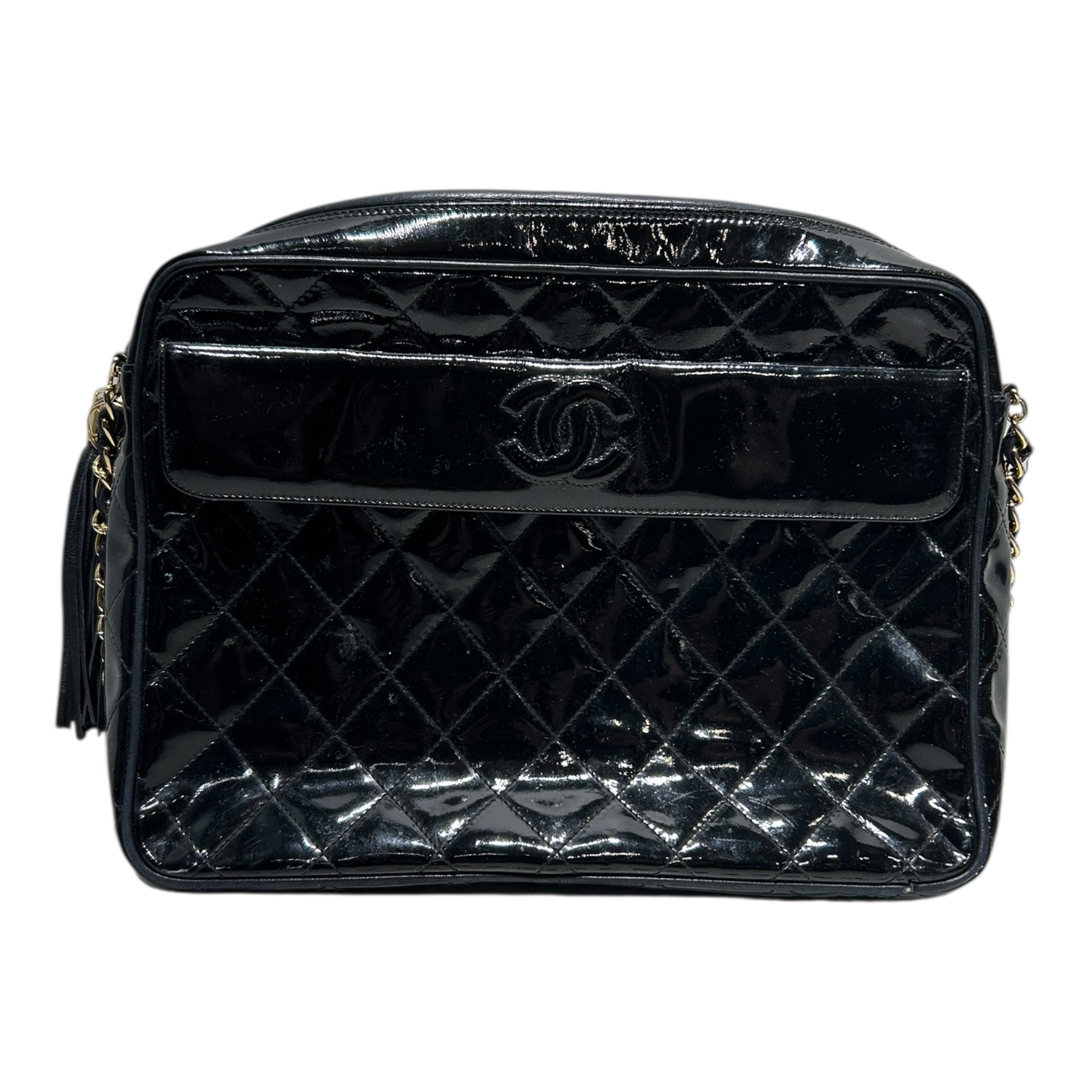 CHANEL/Cross Body Bag/Leather/BLK/PATENT CC view 1