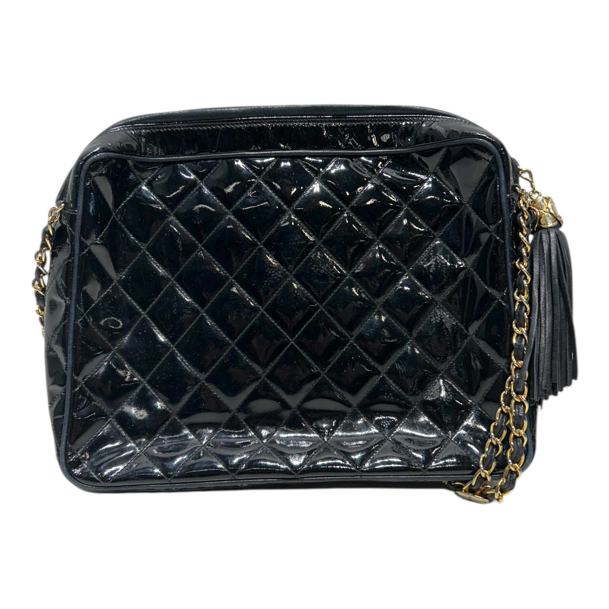 CHANEL/Cross Body Bag/Leather/BLK/PATENT CC view 2