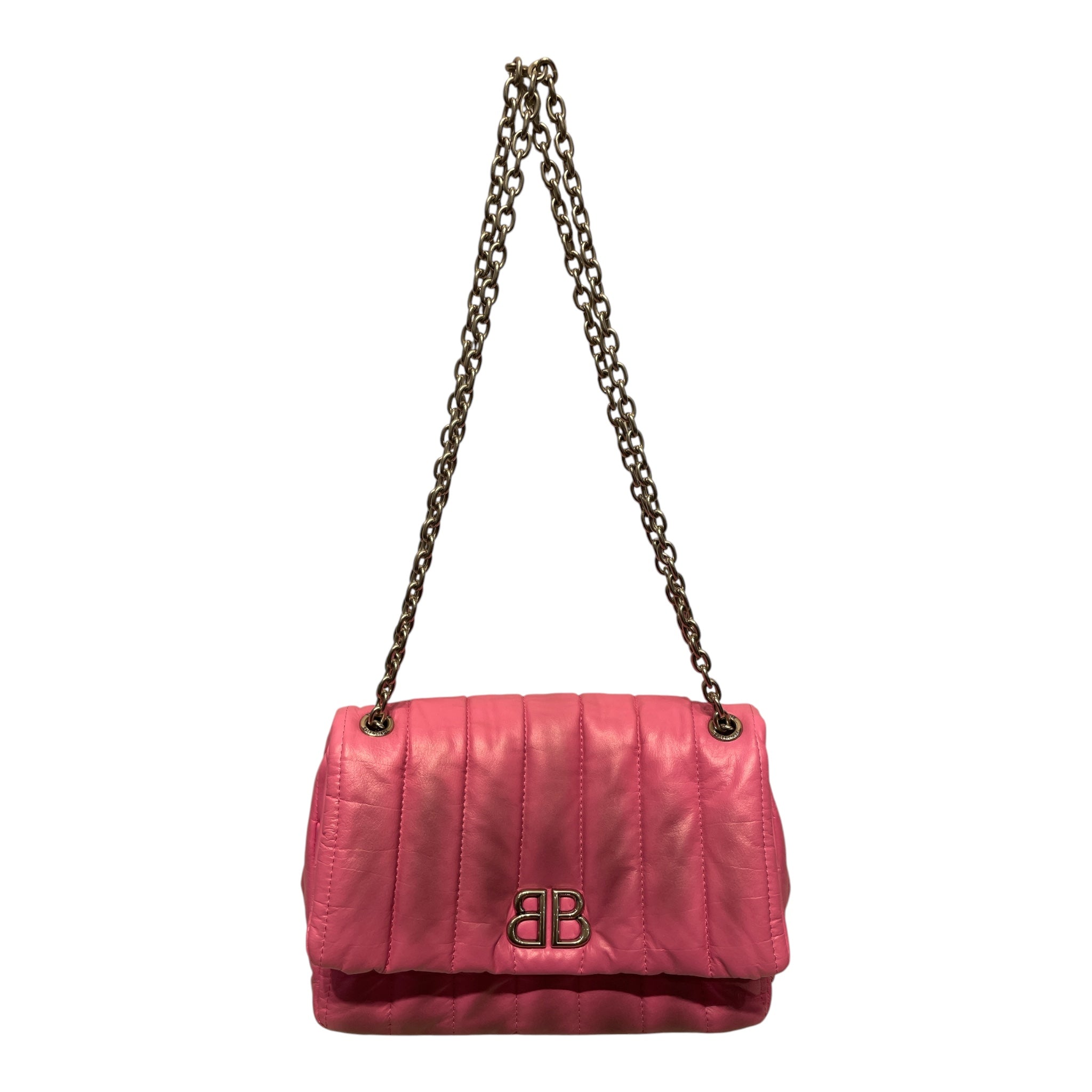 BALENCIAGA/Cross Body Bag/Leather/PNK/monaco small sprayed chain bag view 1