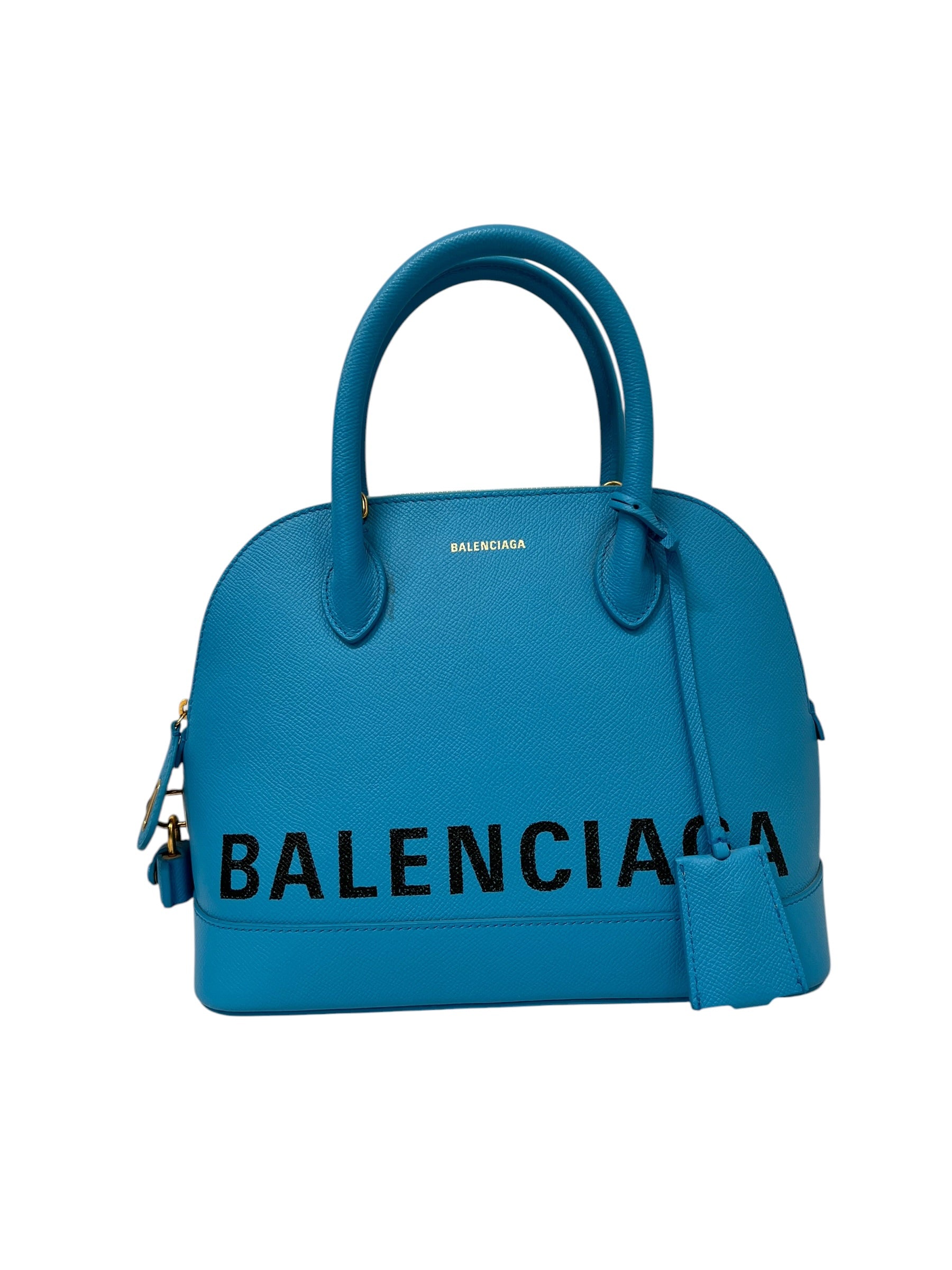 BALENCIAGA/Bag/Leather/BLU/VILLE BAG W BLACK BOLD LOGO view 1