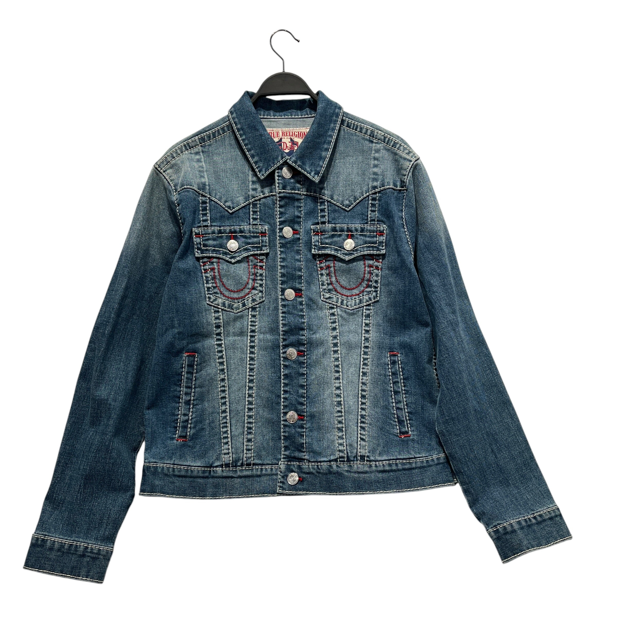 TRUE RELIGION/VonDutch/Denim Jkt/M/Denim/BLU/Graphic/RED STITCH BACK LOGO view 1