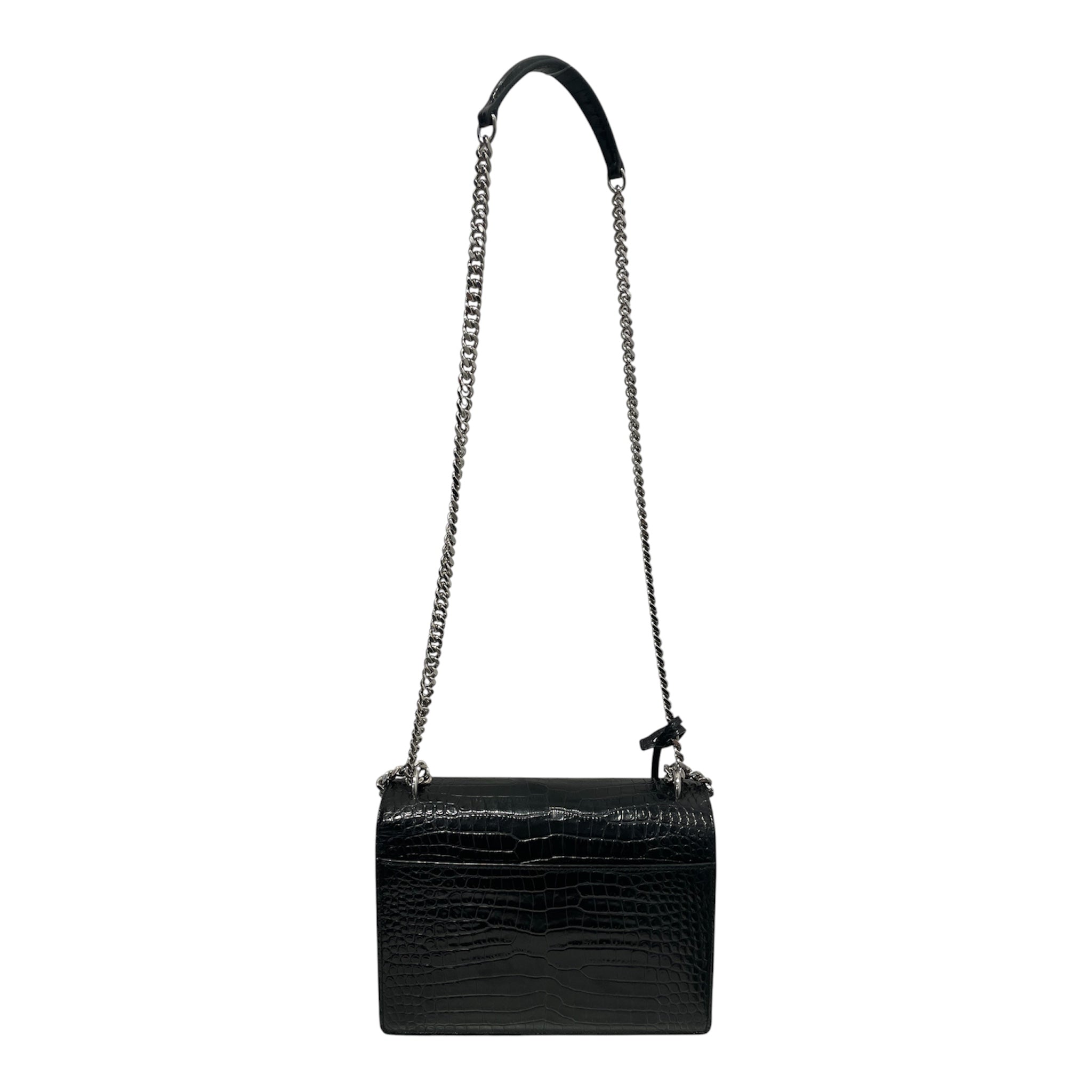 SAINT LAURENT/Cross Body Bag/Animal Pattern/Leather/BLK/CROC EMBOSSED view 2