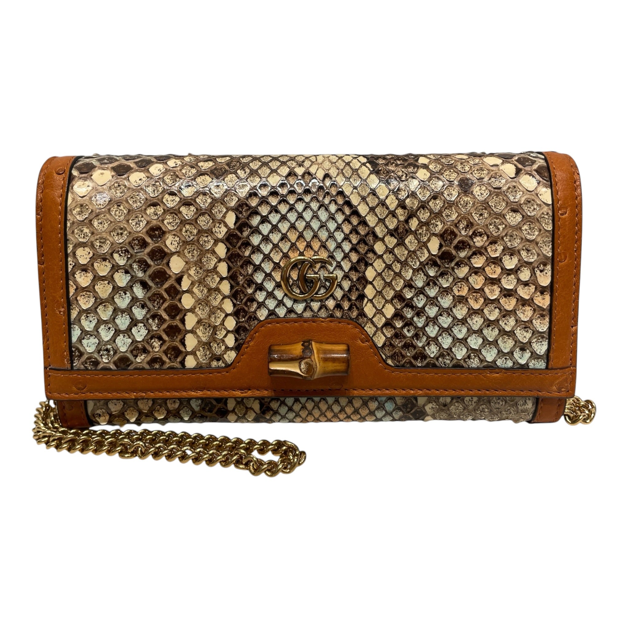 GUCCI/Cross Body Bag/Animal Pattern/Leather/CML/DIANA PYTHON CHAIN WALET view 1