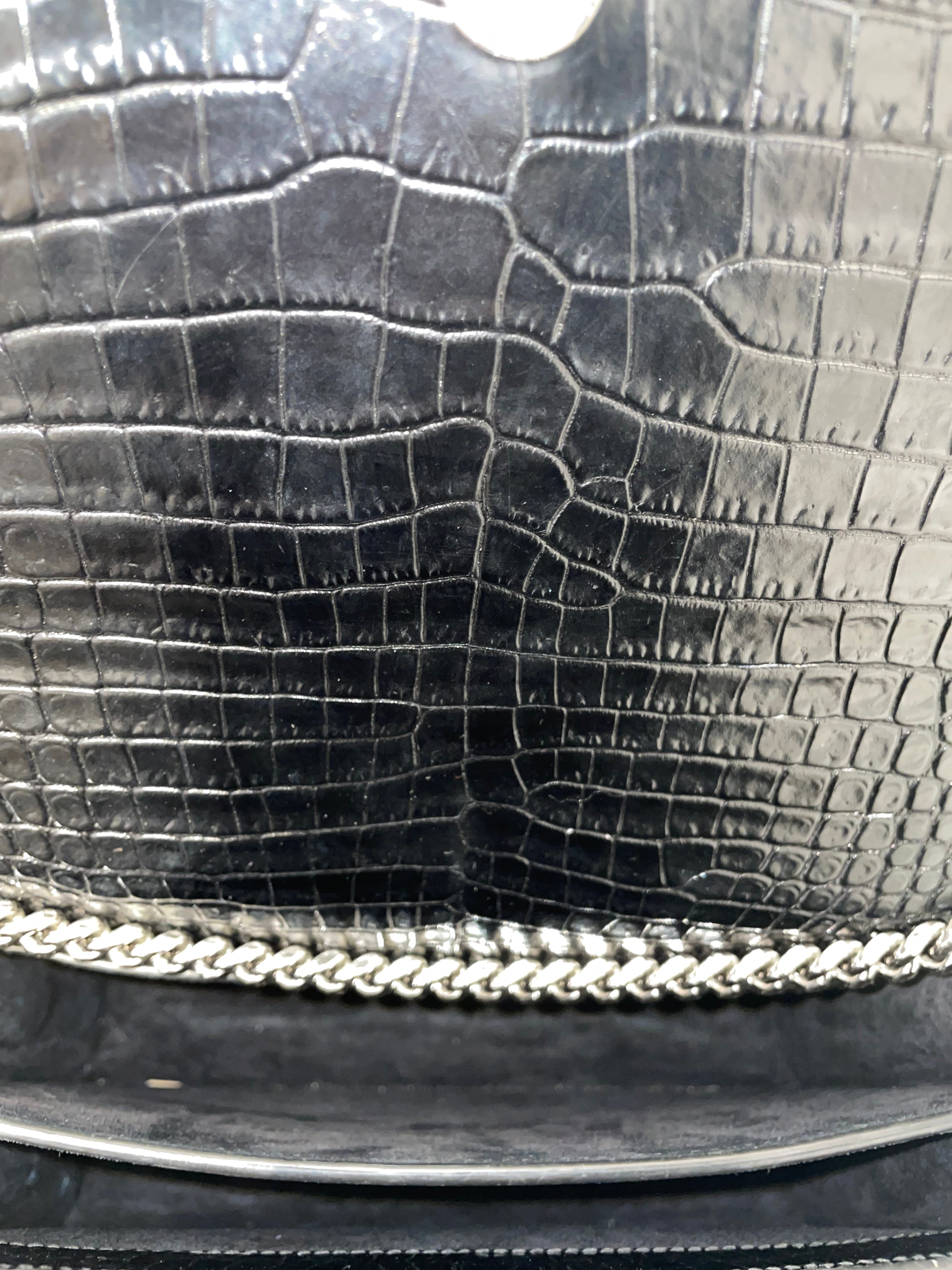 SAINT LAURENT/Cross Body Bag/Animal Pattern/Leather/BLK/CROC EMBOSSED view 6