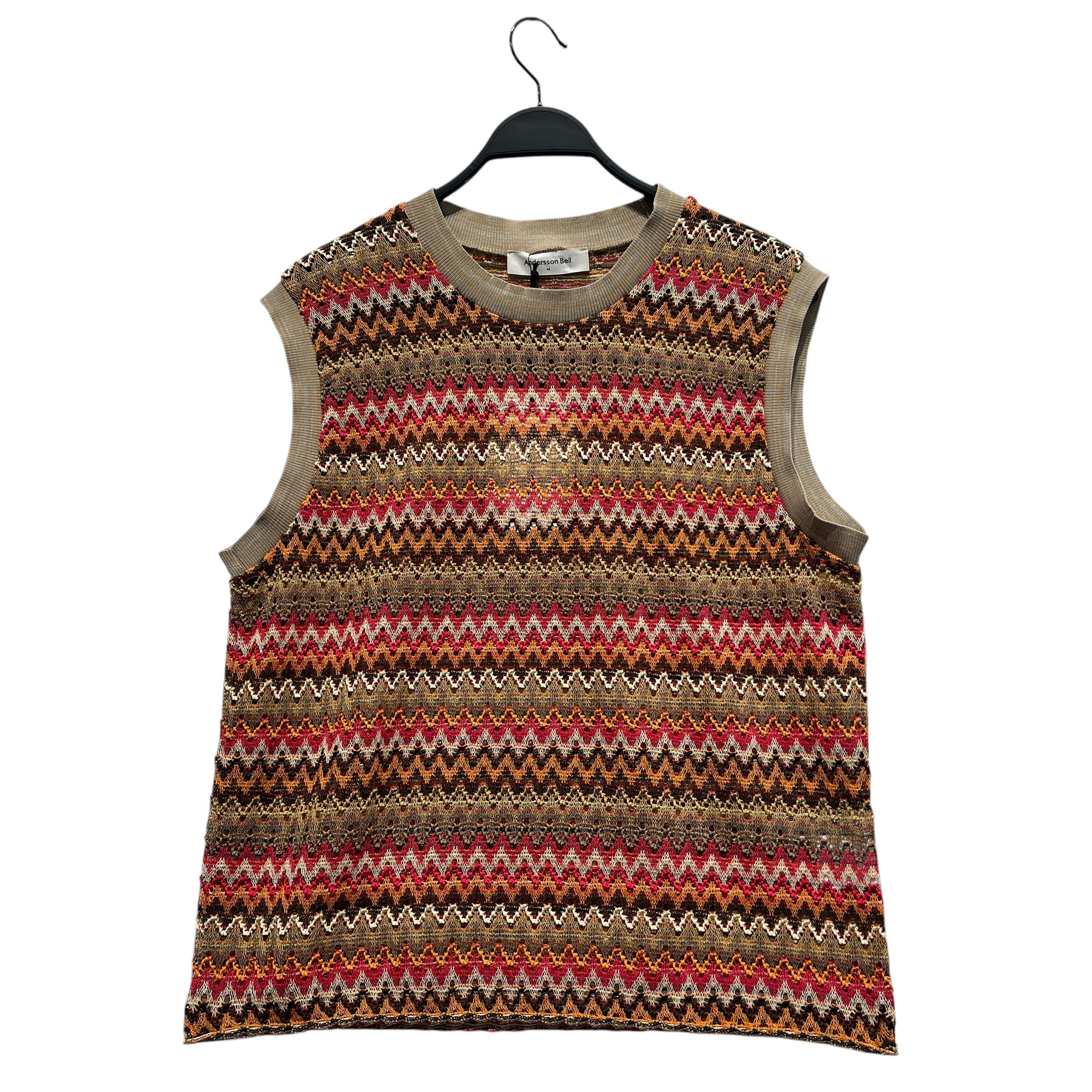 Andersson Bell/Knitted Vest/M/Graphic/Polyester/BEG/CHEVRON KNIT SWEATER VEST view 1