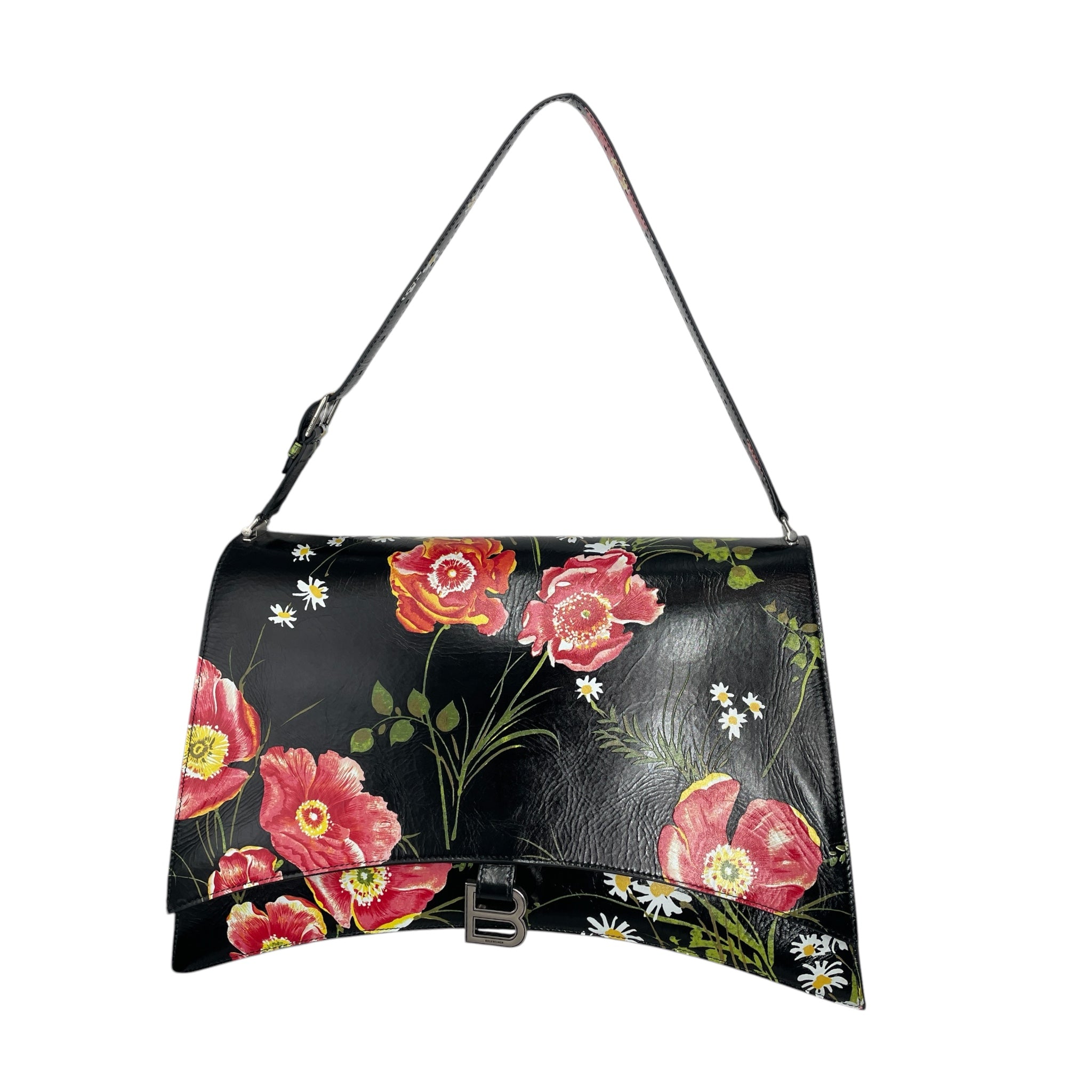 BALENCIAGA/Boston Bag/All Over Print/Leather/BLK/floral large bag view 2