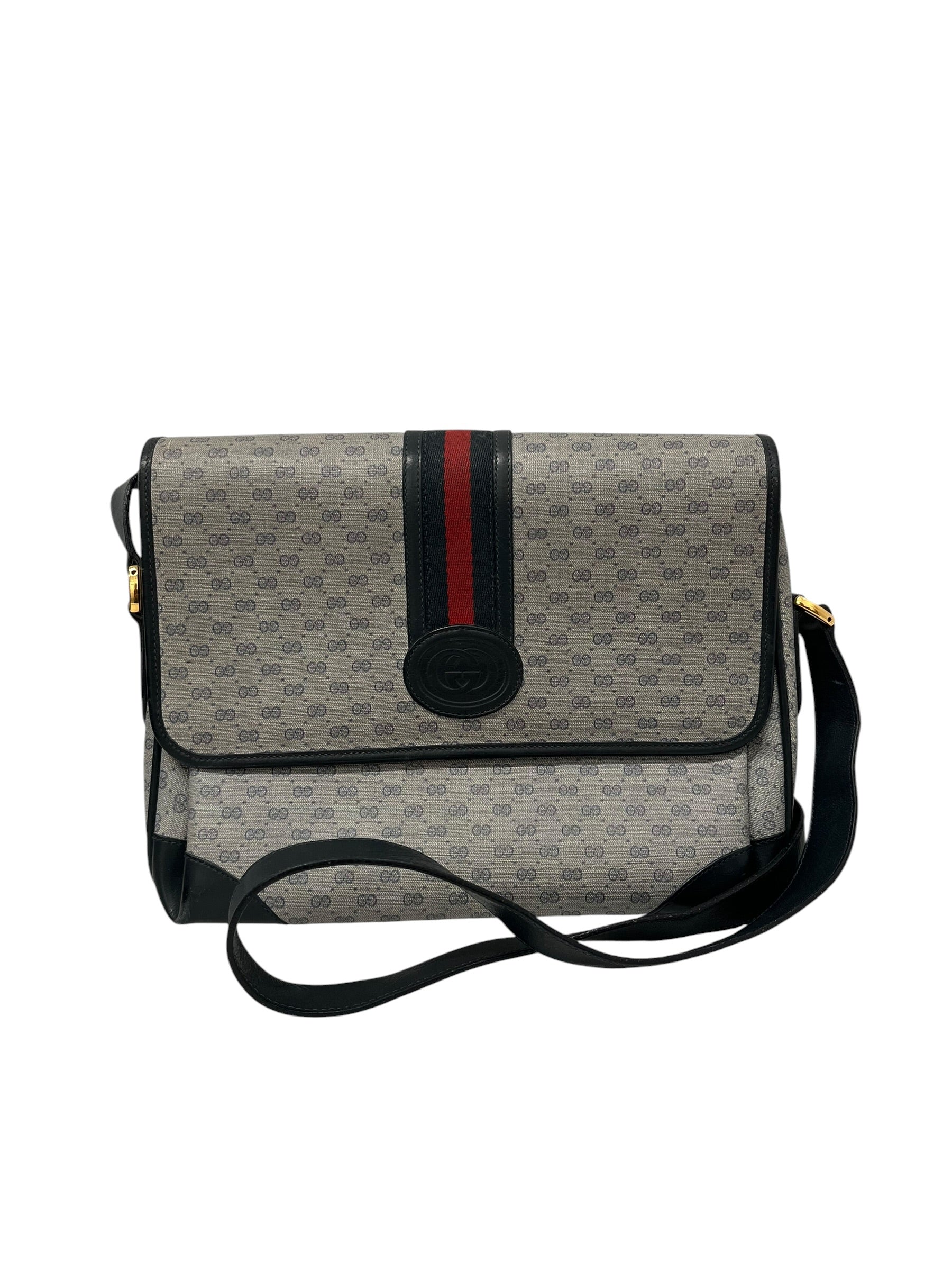 GUCCI/Cross Body Bag/Monogram/Leather/CRM/NAVY & RED STRIPE GG view 1