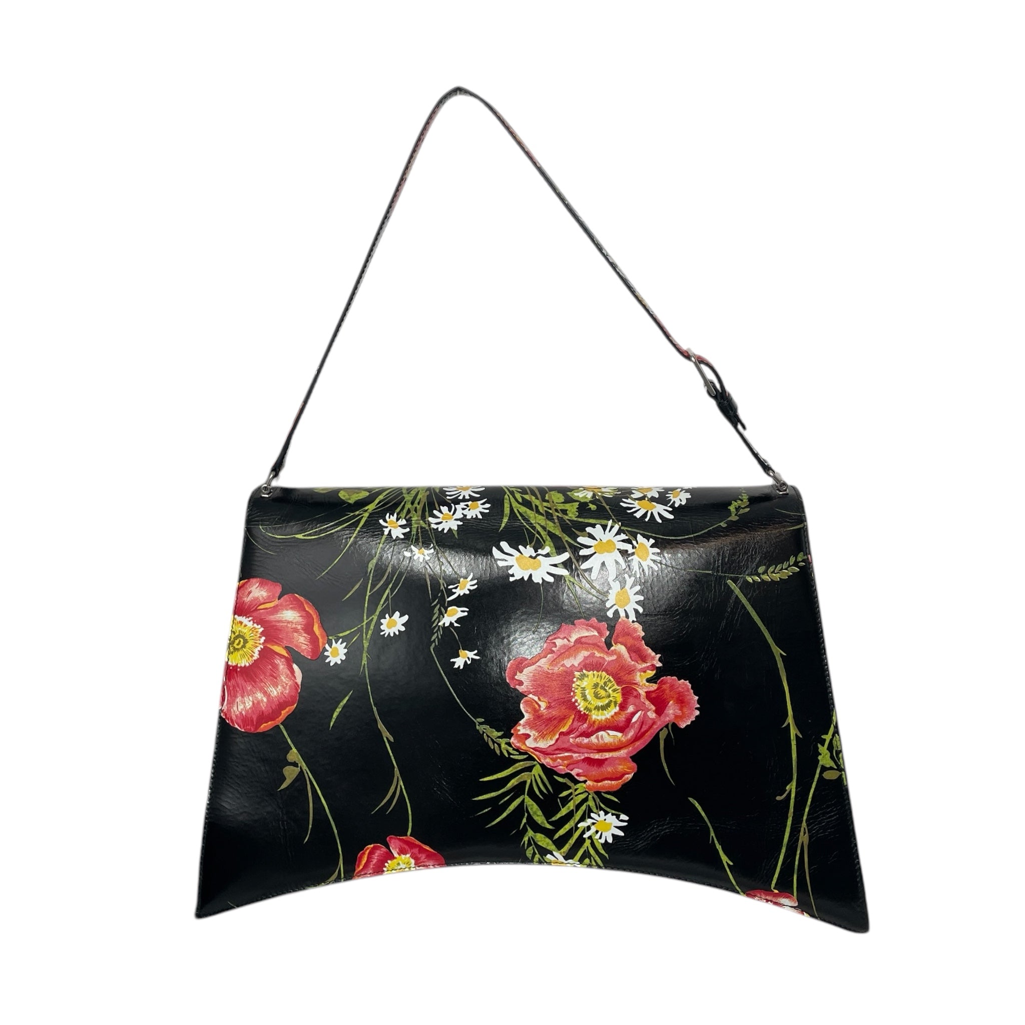 BALENCIAGA/Boston Bag/All Over Print/Leather/BLK/floral large bag view 1