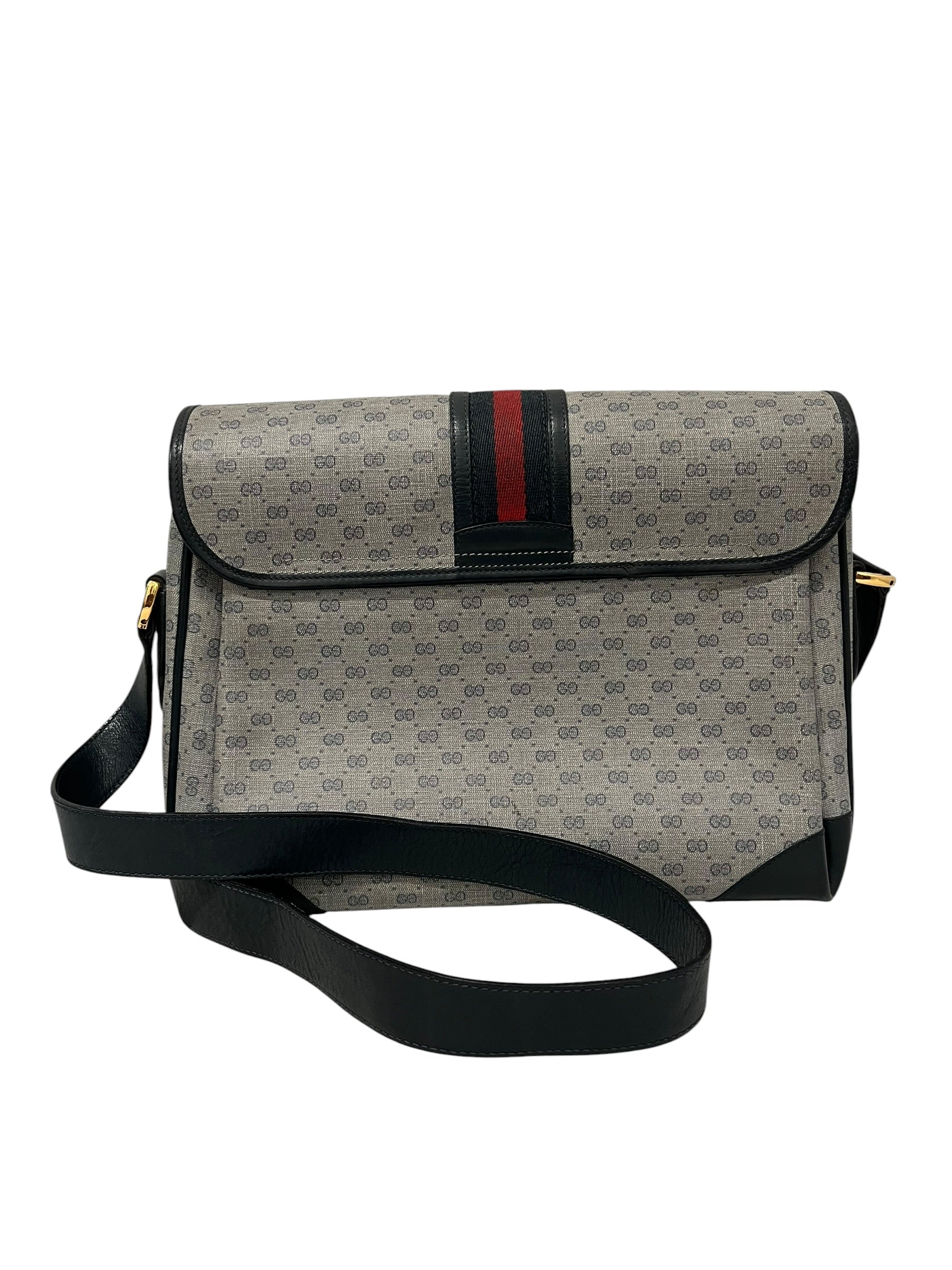 GUCCI/Cross Body Bag/Monogram/Leather/CRM/NAVY & RED STRIPE GG view 2