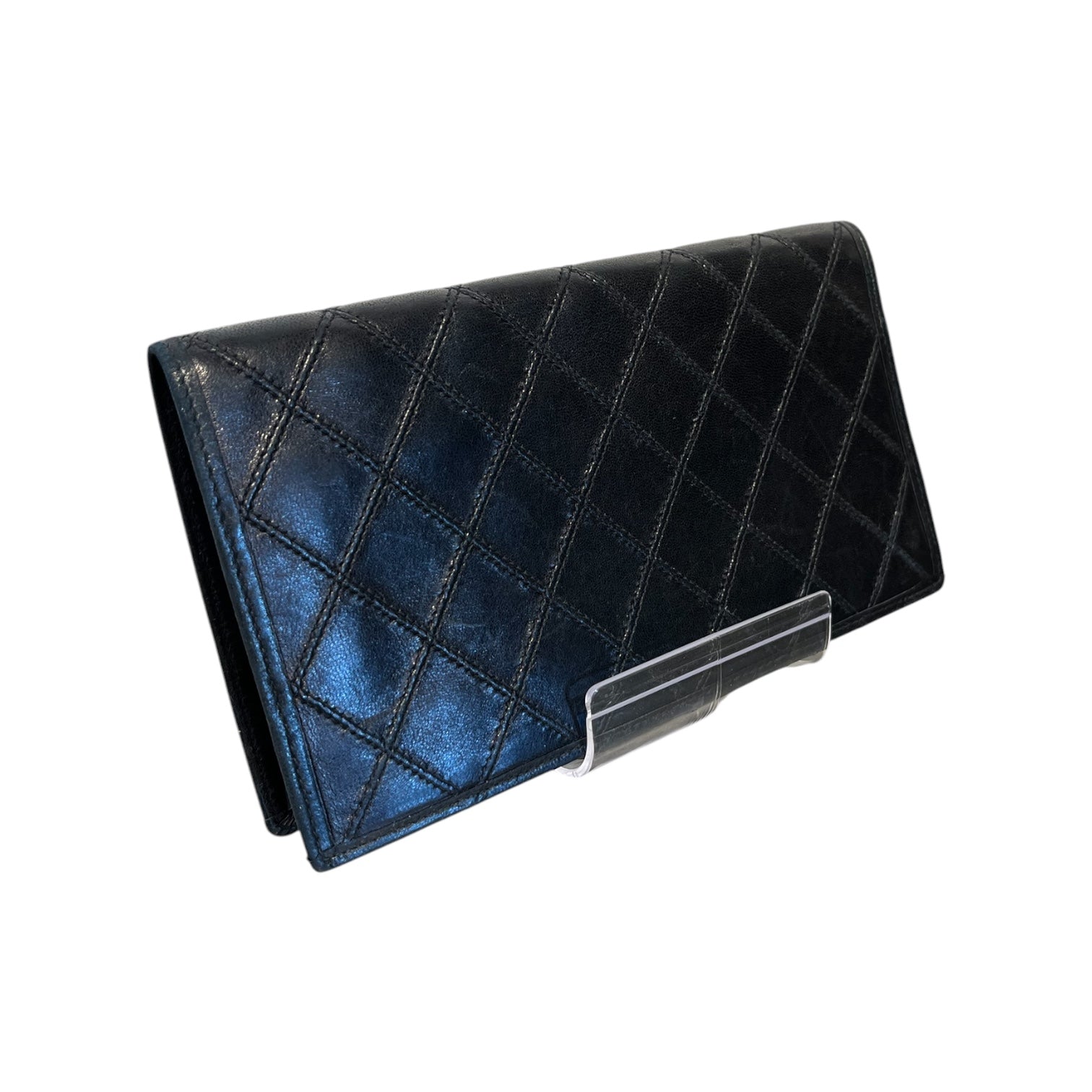 CHANEL/Wallet/Leather/BLK/L's/QUILTED GOLD LOGO W COIN POUCH view 2