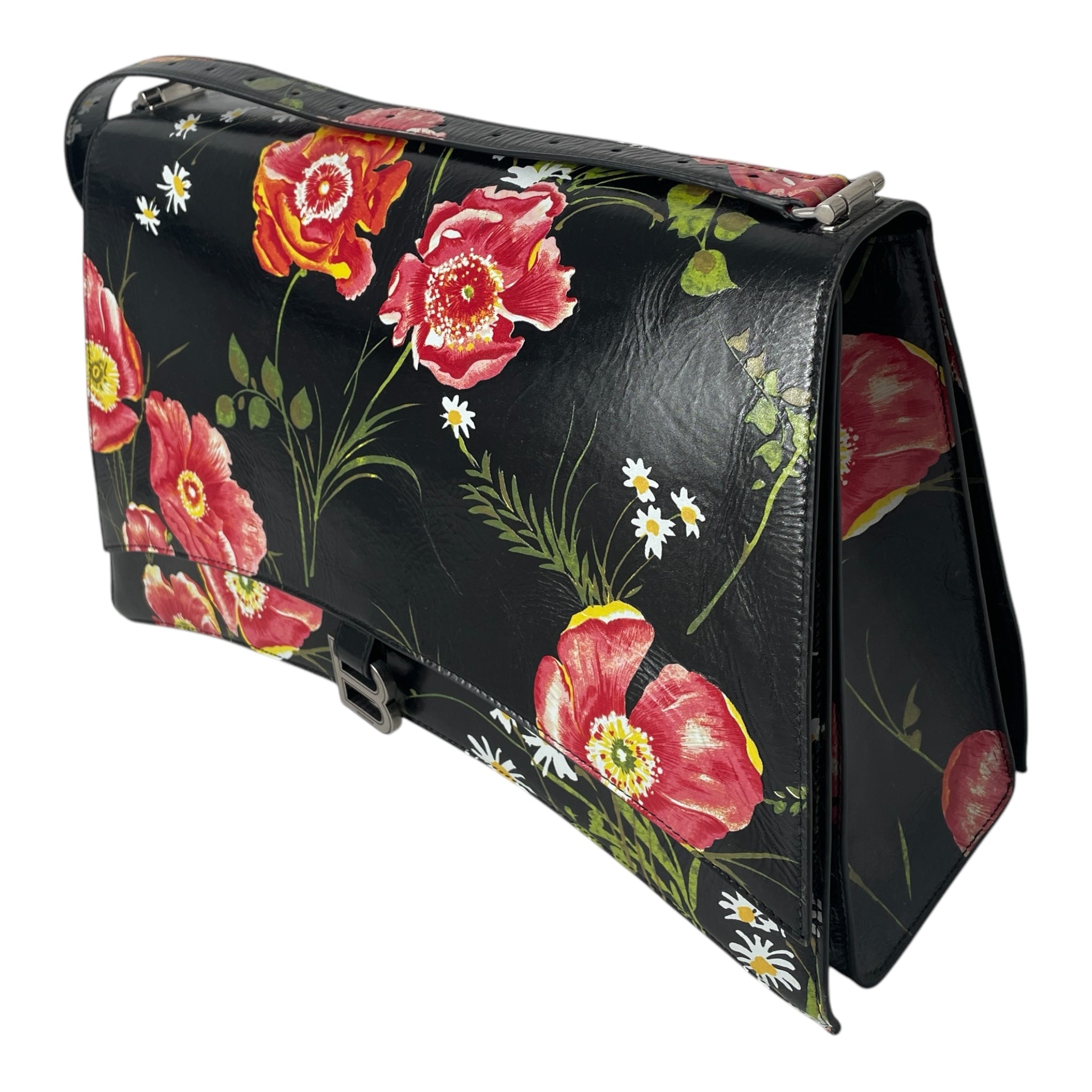 BALENCIAGA/Boston Bag/All Over Print/Leather/BLK/floral large bag view 6