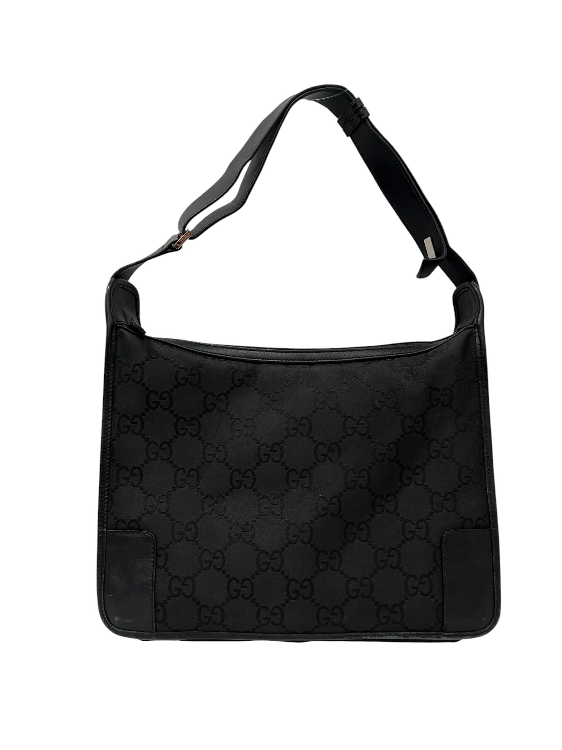 GUCCI/Tote Bag/Monogram/Nylon/BLK/GG NYLON LEATHER HOBO view 1