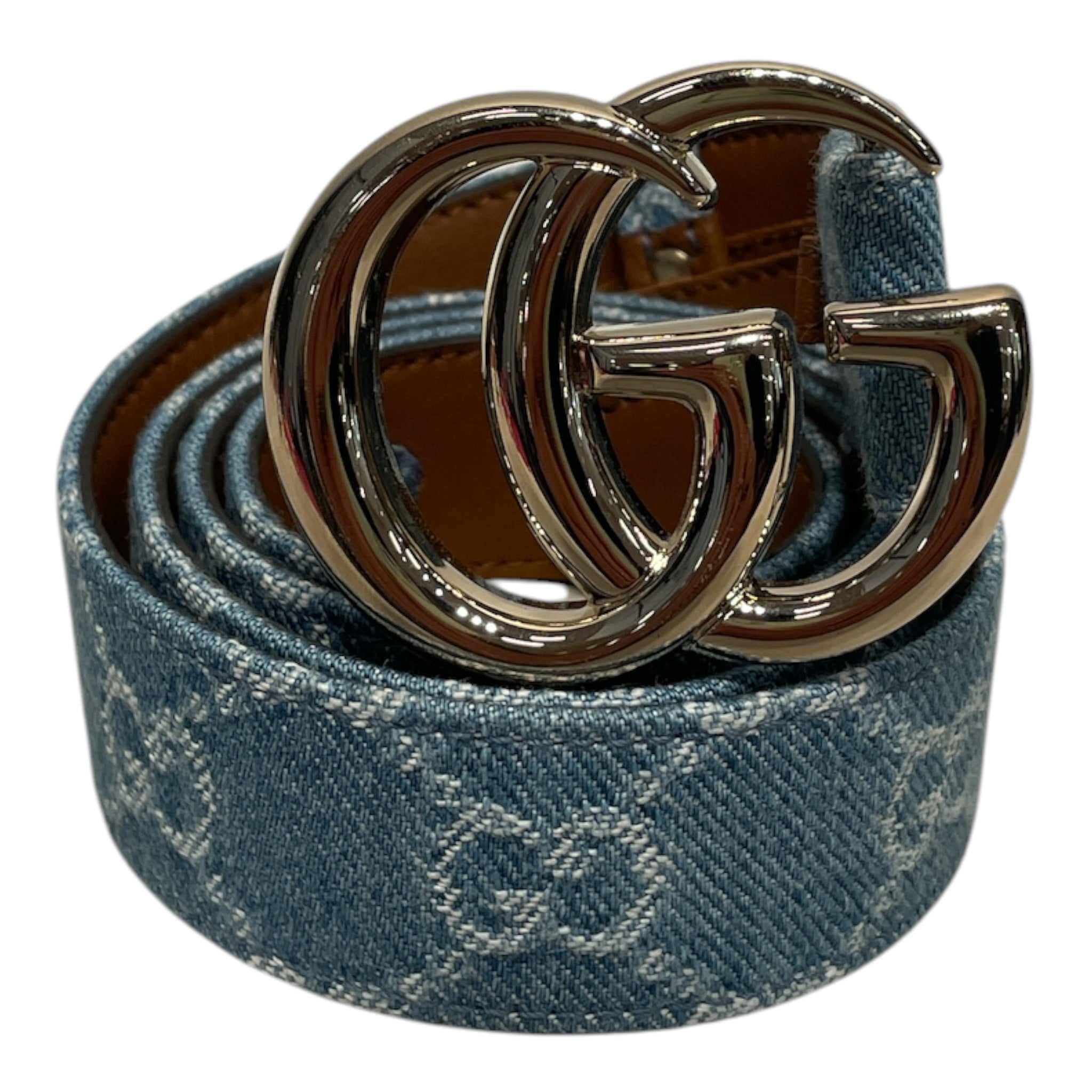 GUCCI/Belt/Monogram/Denim/BLU/L's/SILVER MONOGRAM view 1