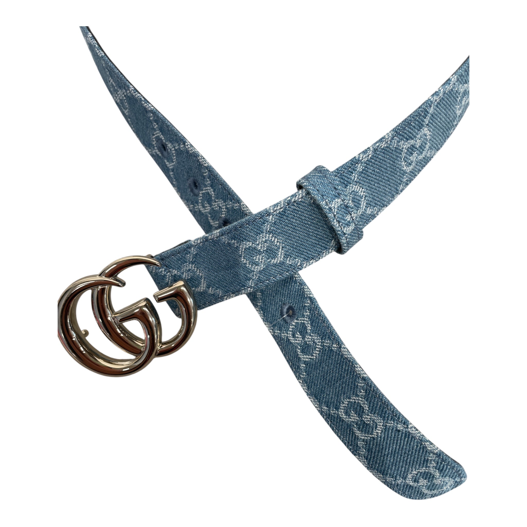 GUCCI/Belt/Monogram/Denim/BLU/L's/SILVER MONOGRAM view 2
