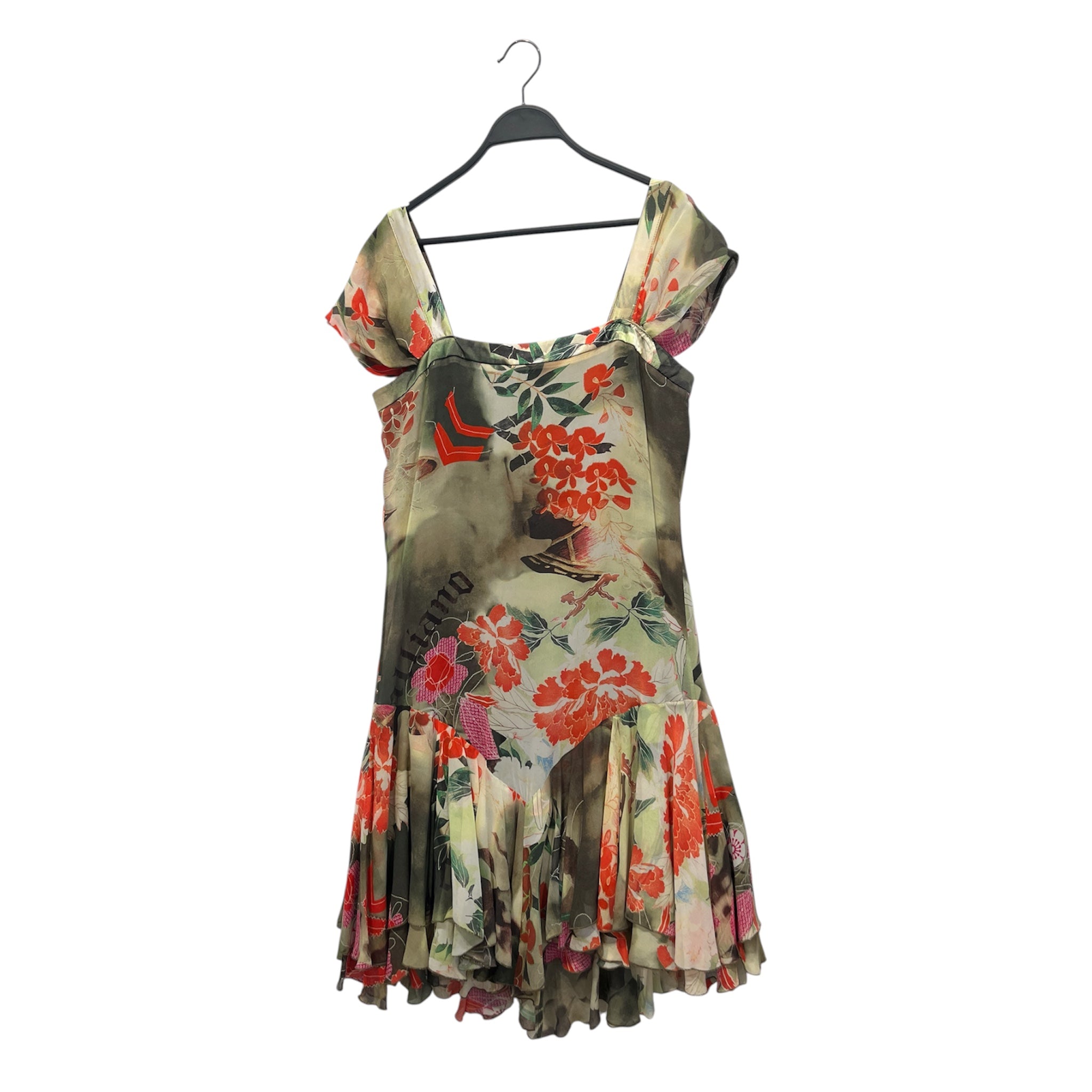 galliano/SS Dress/28/Floral Pattern/Silk/GRN/galiano floral silk ss dress view 2