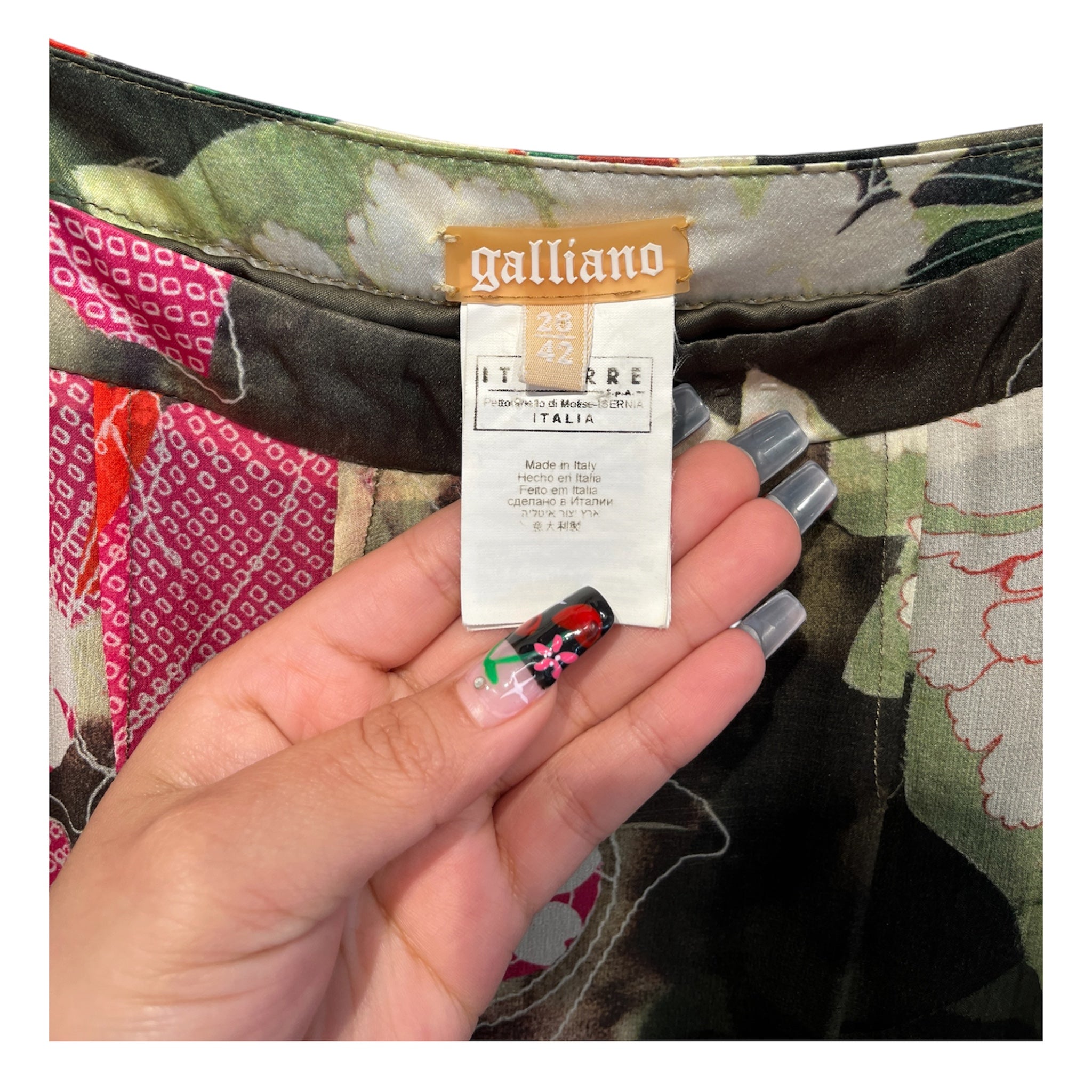 galliano/SS Dress/28/Floral Pattern/Silk/GRN/galiano floral silk ss dress view 3