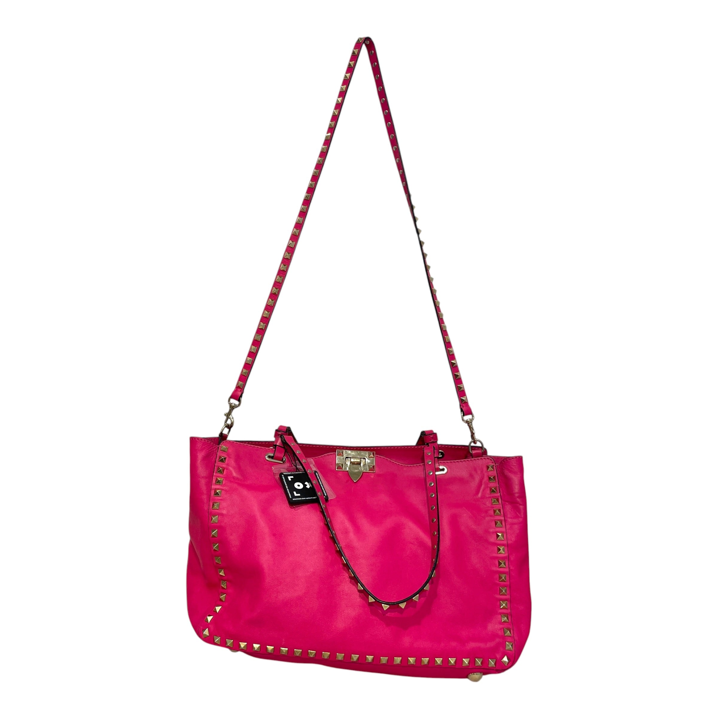 VALENTINO GARAVANI/Tote Bag/Leather/PNK/Rockstud Trapeze Pink Tote Bag view 1