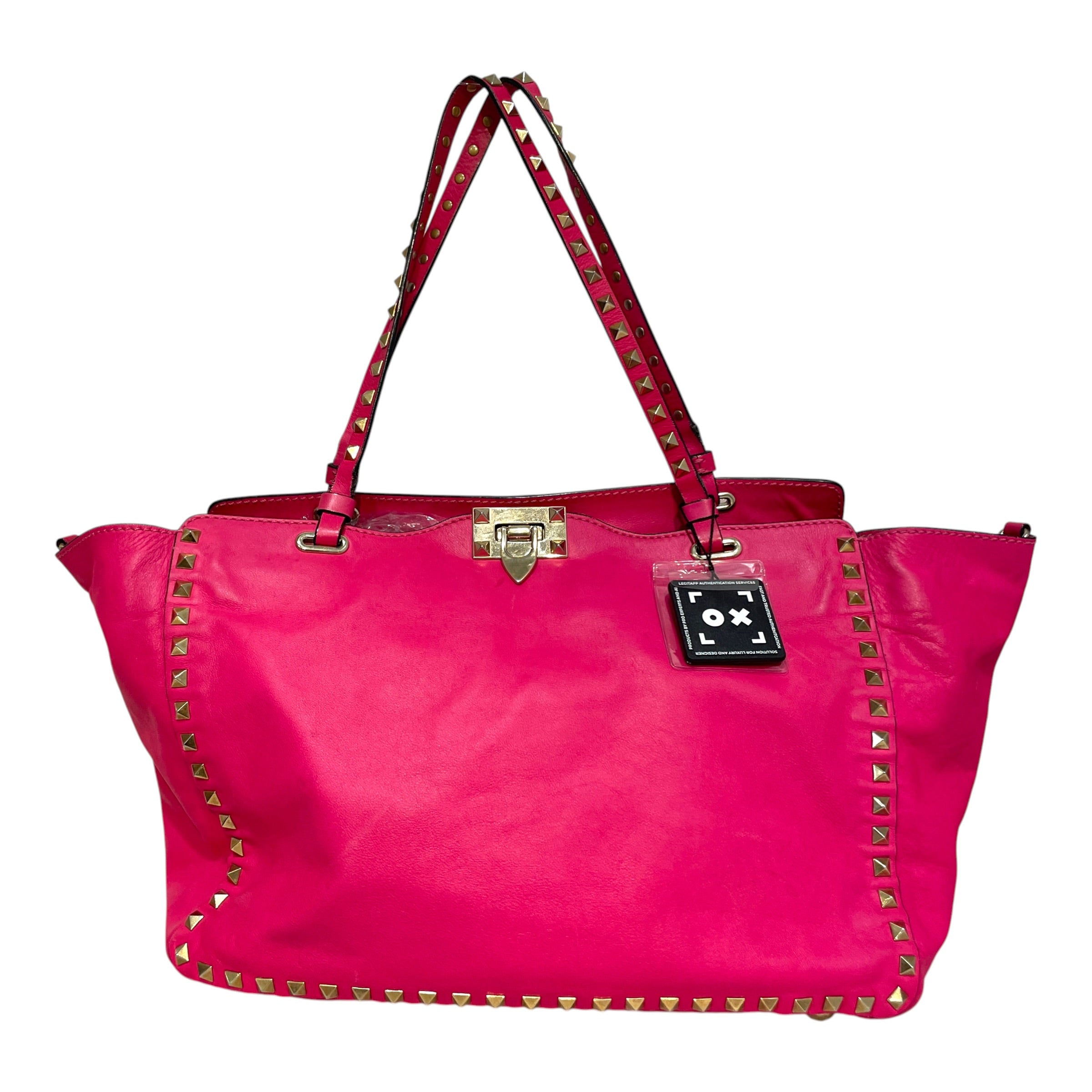 VALENTINO GARAVANI/Tote Bag/Leather/PNK/Rockstud Trapeze Pink Tote Bag view 2