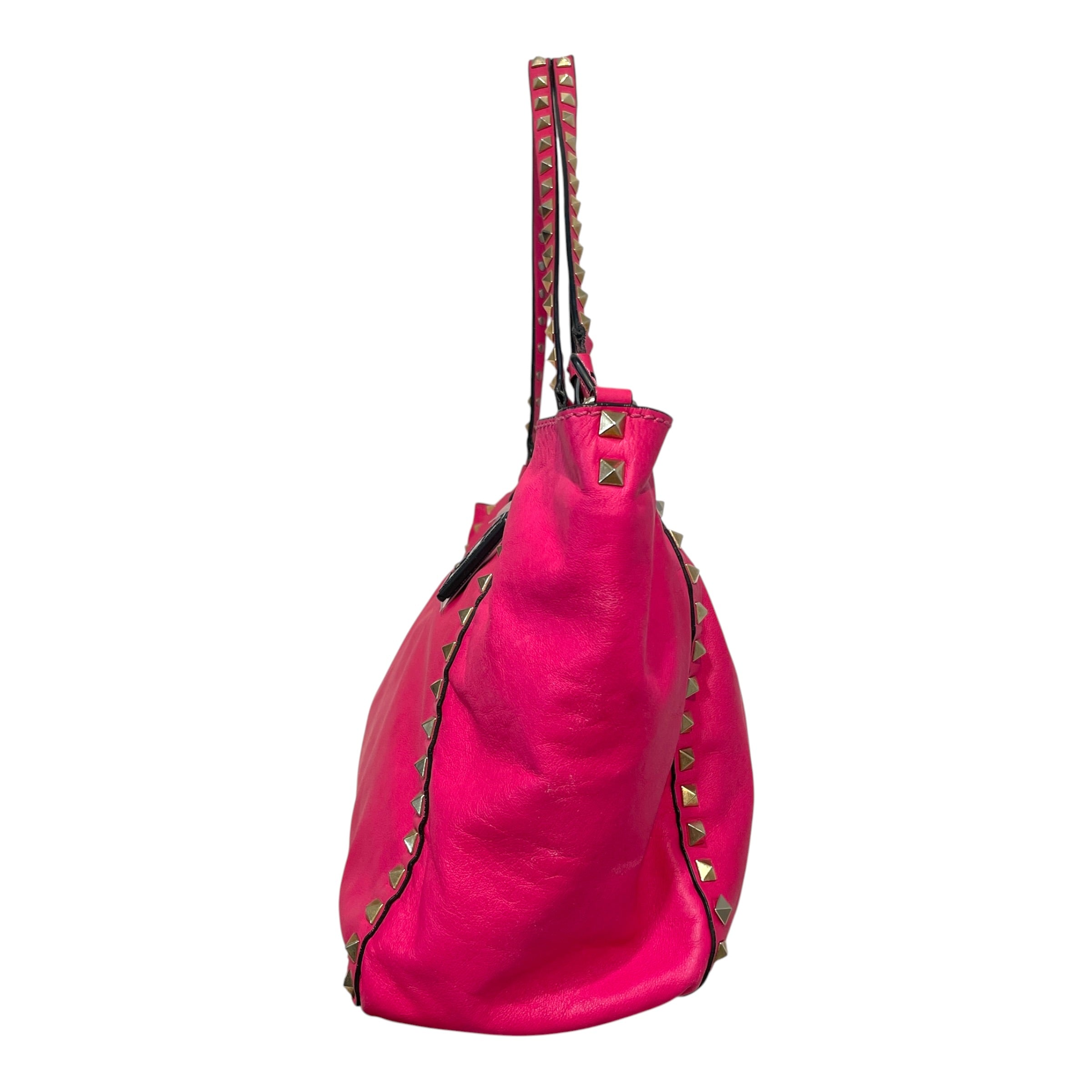 VALENTINO GARAVANI/Tote Bag/Leather/PNK/Rockstud Trapeze Pink Tote Bag view 3