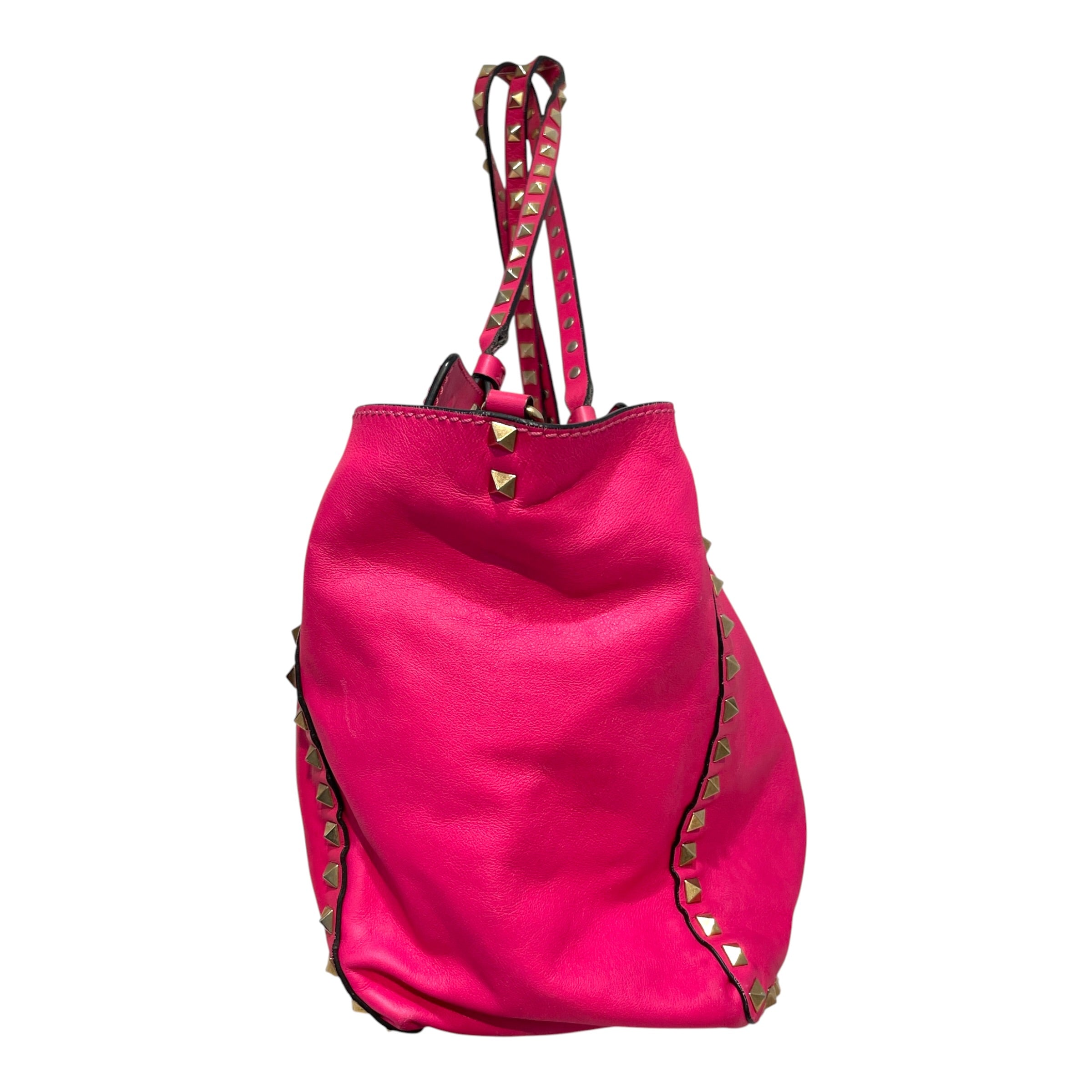 VALENTINO GARAVANI/Tote Bag/Leather/PNK/Rockstud Trapeze Pink Tote Bag view 6