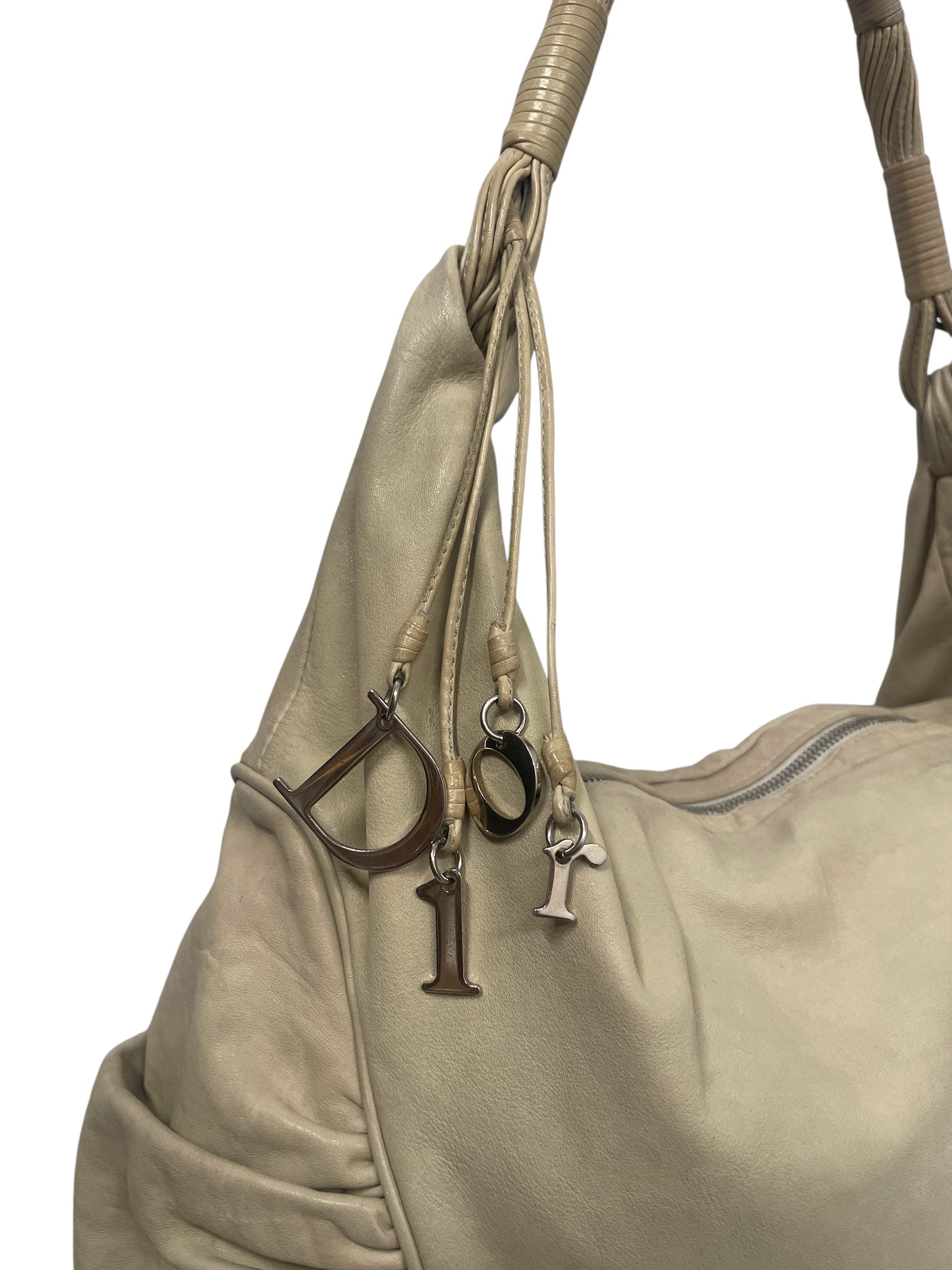 Christian Dior/Vintage/Hand Bag/Leather/CRM/RUFFLE SHOULDER view 3