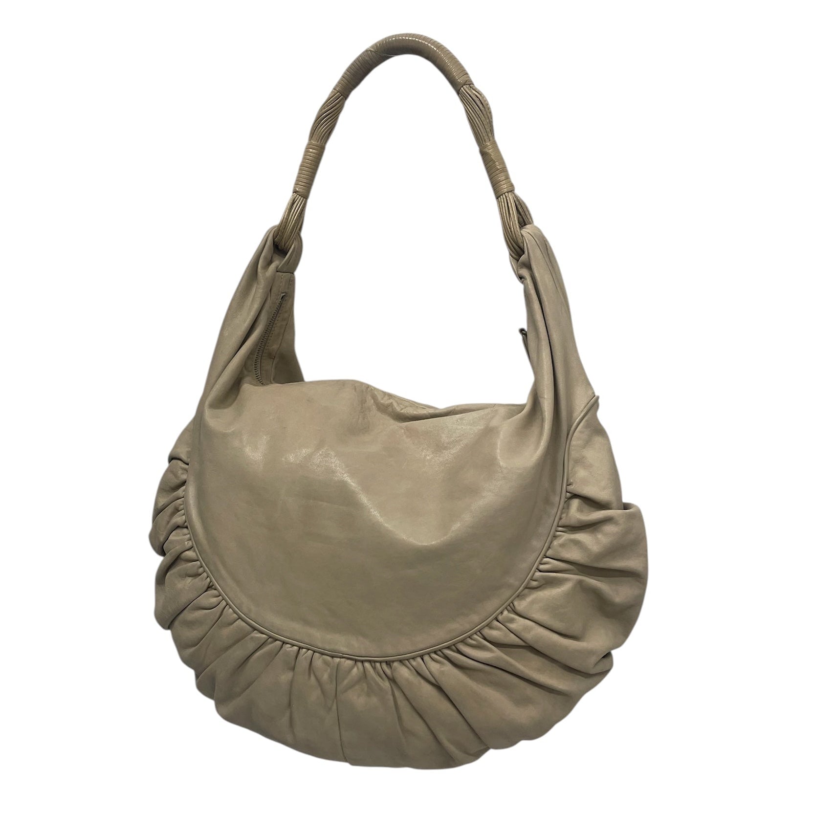 Christian Dior/Vintage/Hand Bag/Leather/CRM/RUFFLE SHOULDER view 2