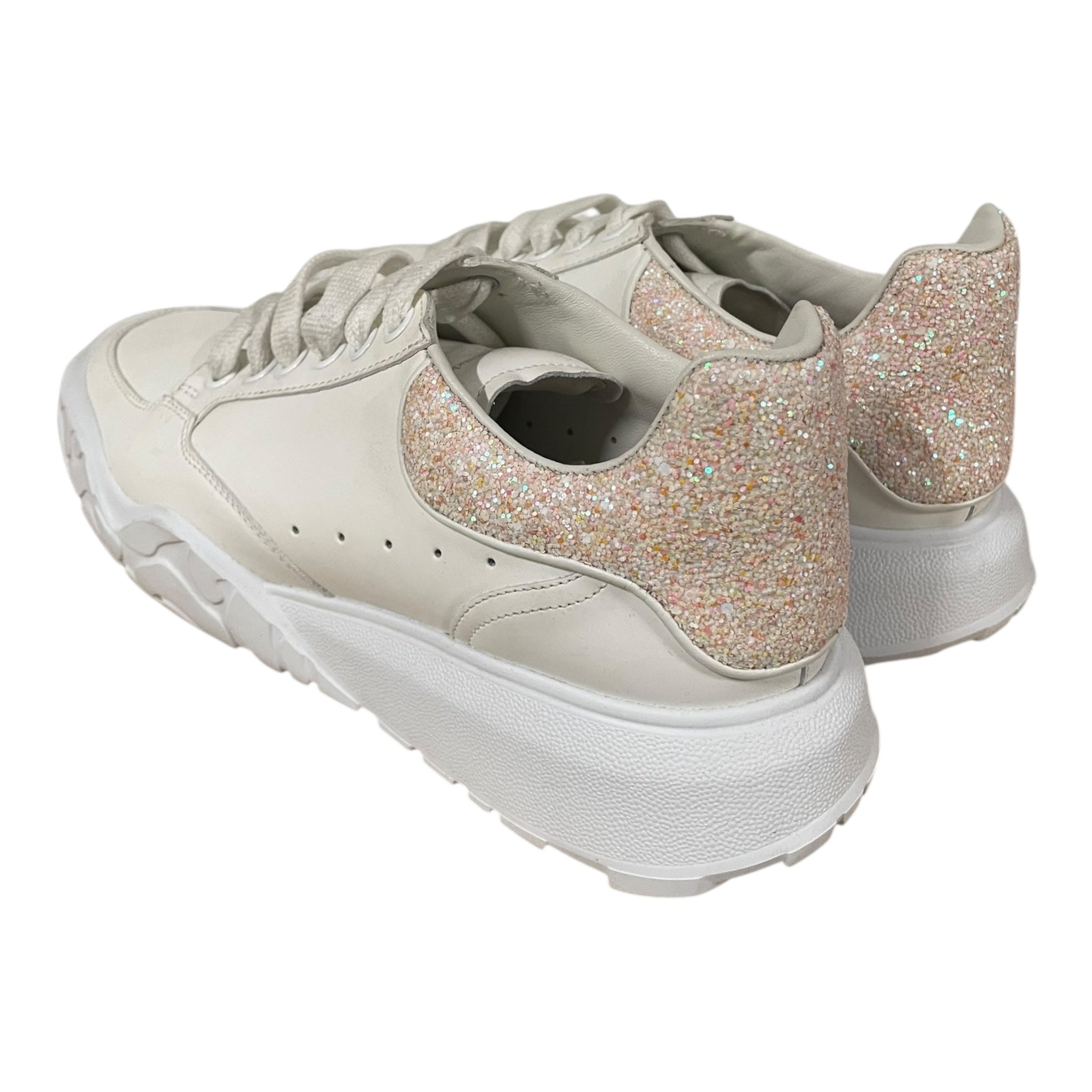 Alexander McQueen/Low-Sneakers/EU 40.5/Cotton/WHT/GLITTER HEEL view 2