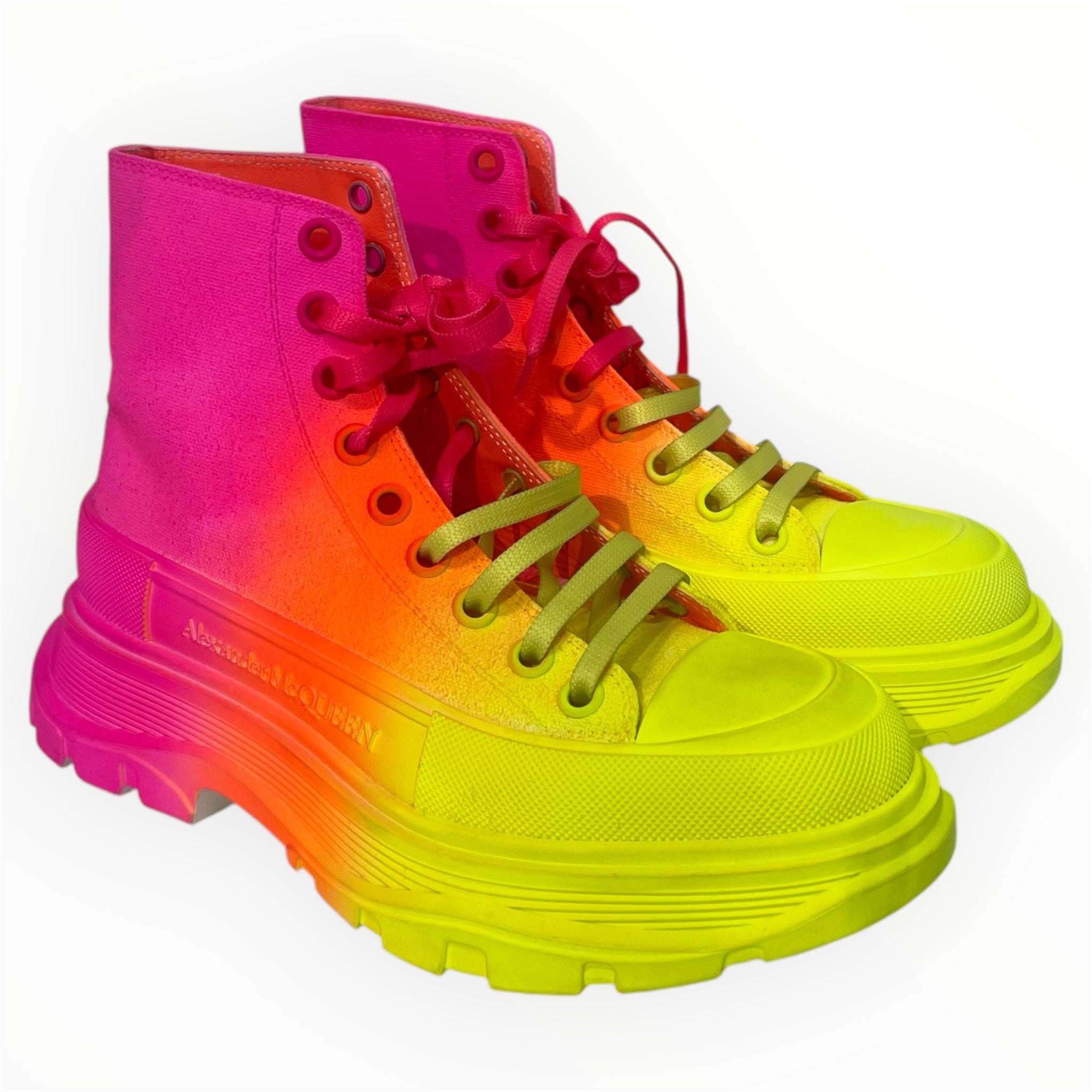 Alexander McQueen/Lace Up Boots/US 8/Cotton/MLT/Tread Slick Ombre Ltd Edition view 1