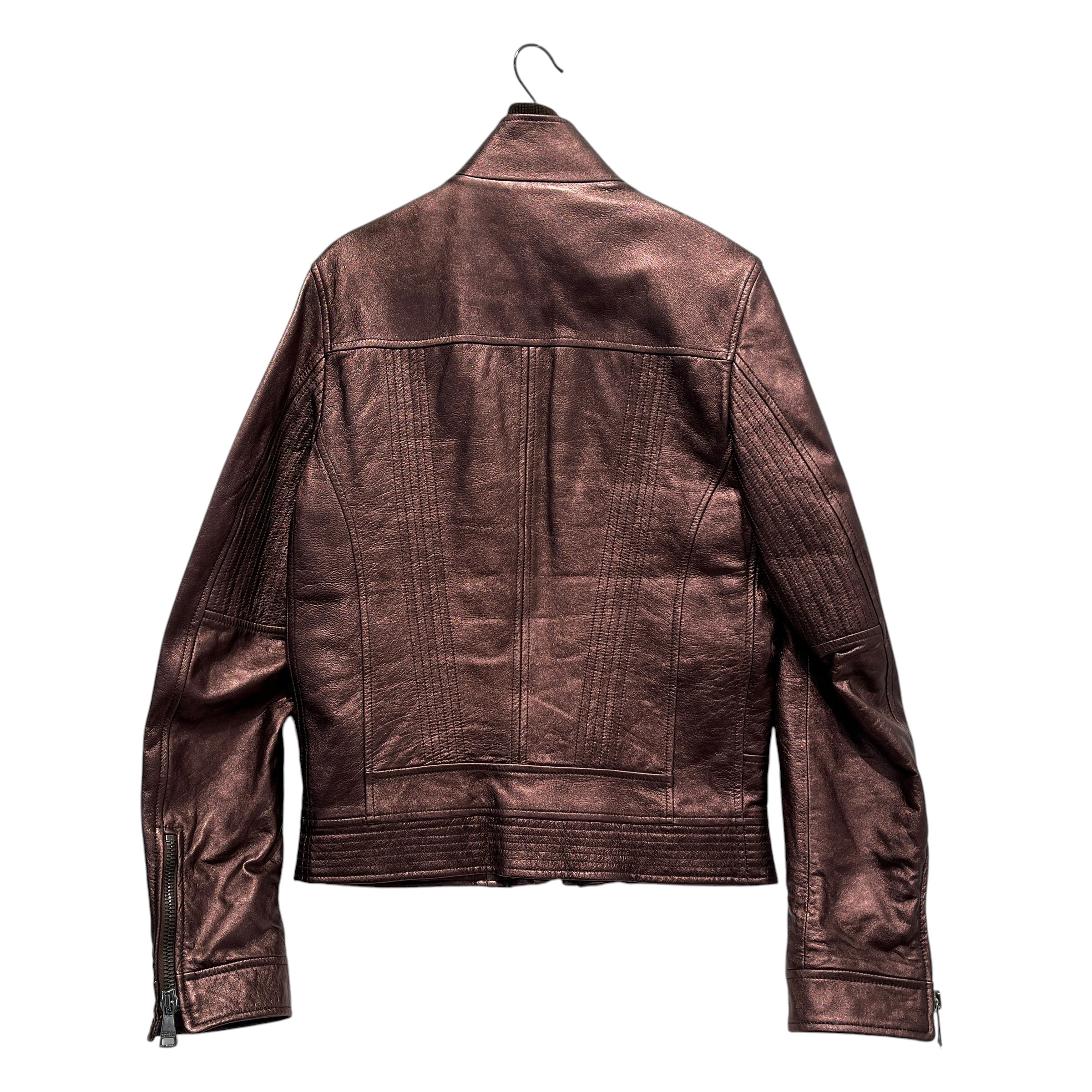 DOLCE&GABBANA/Leather Jkt/48/Lambskin/BRD/METALLIC BIKER JACKET view 2