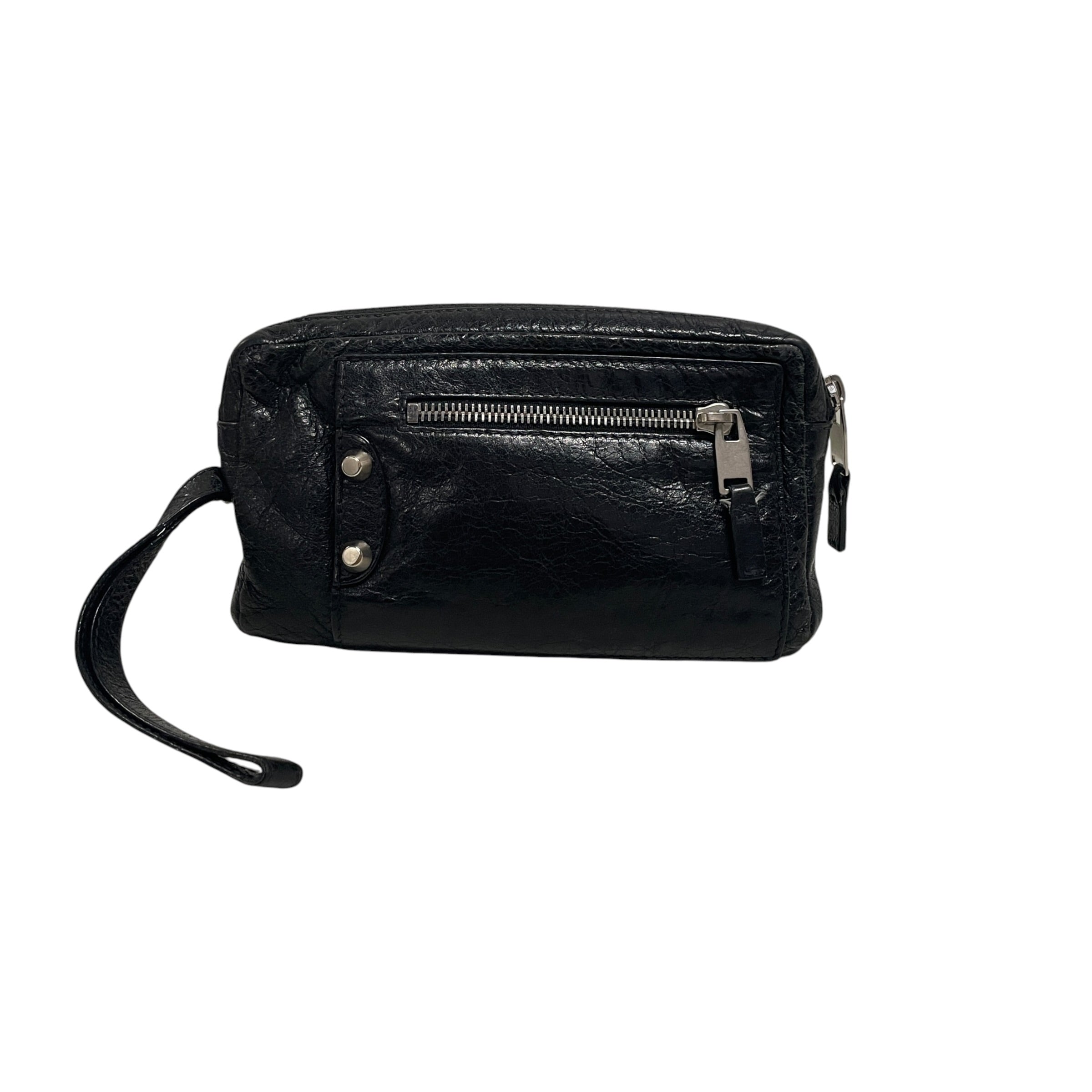 BALENCIAGA/Pouch/Leather/BLK/AGNEAU/ SLV STUD/ WRIST STRAP view 1