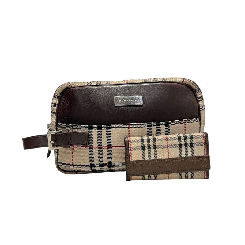 BURBERRY/Clutch Bag/Plaid/Cotton/CRM/HOUSE CHECK CLUTCH