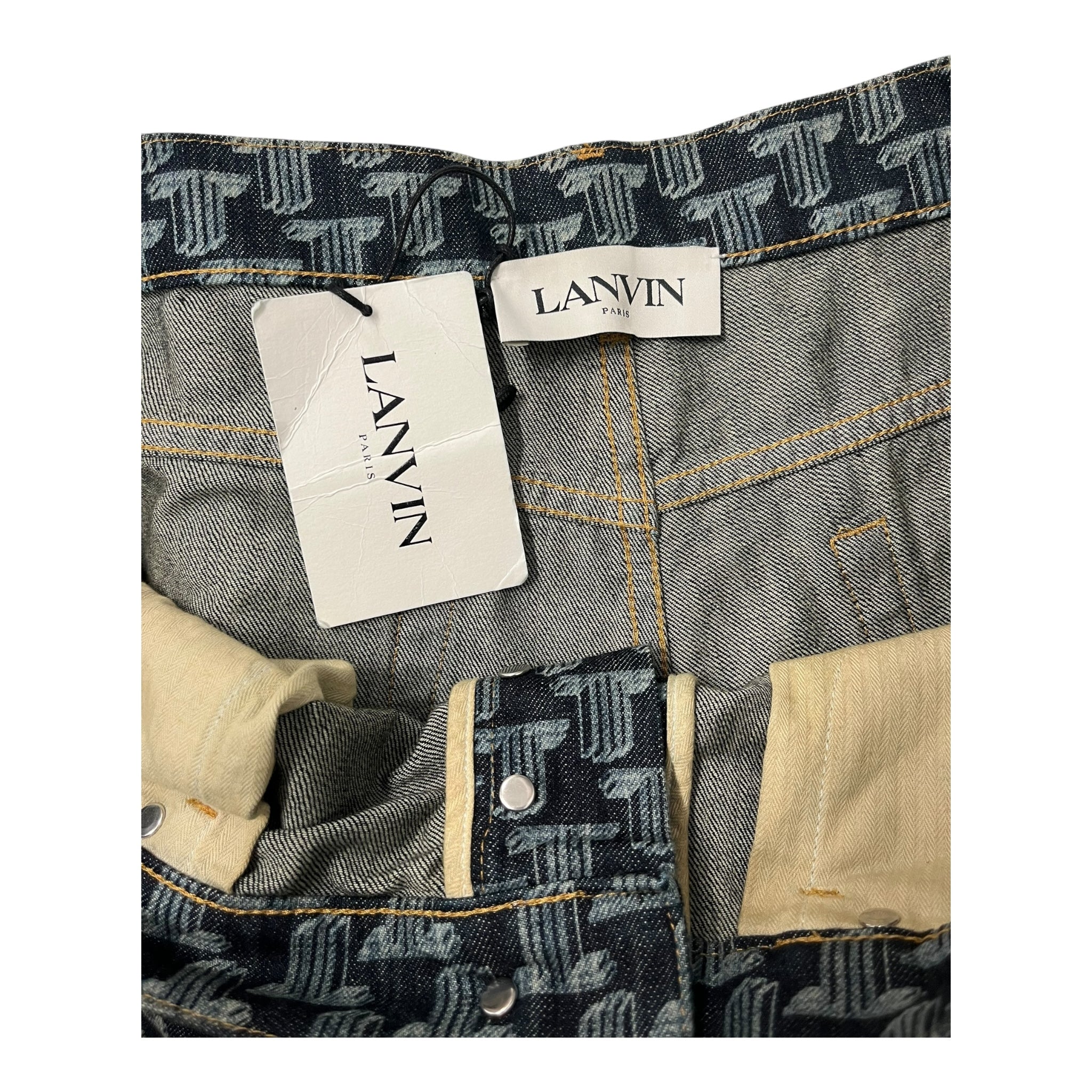 LANVIN/Straight Pants/34/Cotton/NVY/All Over Print/tappered pants view 3