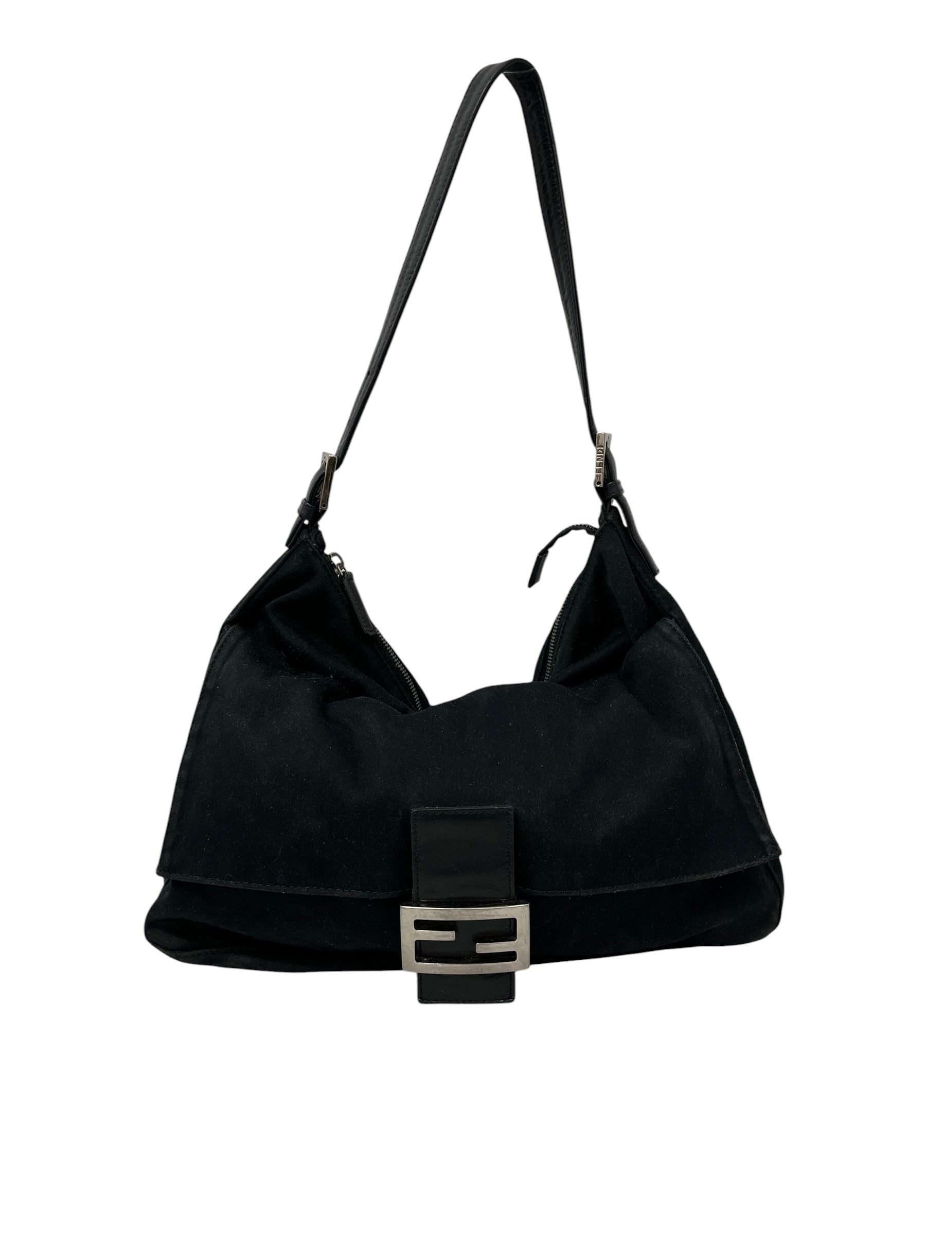 FENDI/Hand Bag/Nylon/BLK/SATIN NYLON, SILVER HARDWEAR view 1