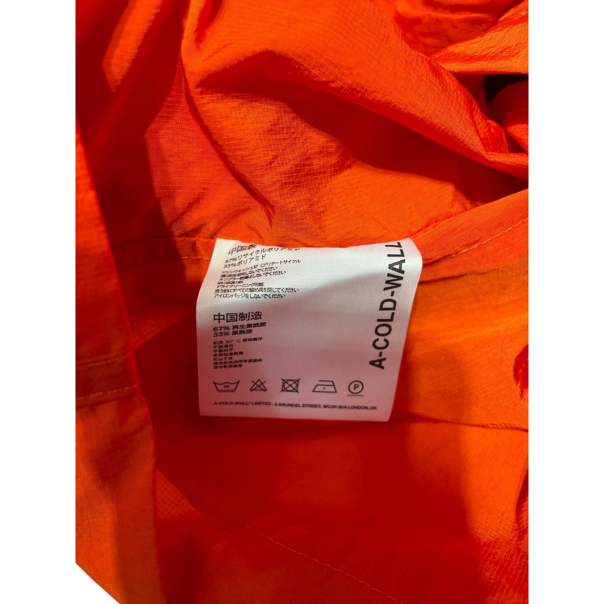 A-COLD-WALL/Windbreaker/XL/Polyester/ORN/ view 4