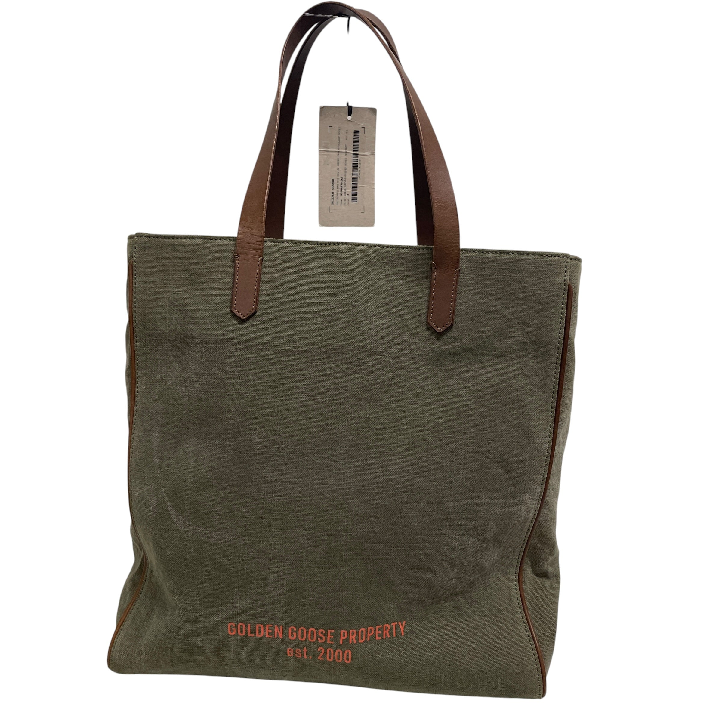 GOLDEN GOOSE/Tote Bag/Cotton/GRN/BROWN HANDLES/LONG STRAP view 1
