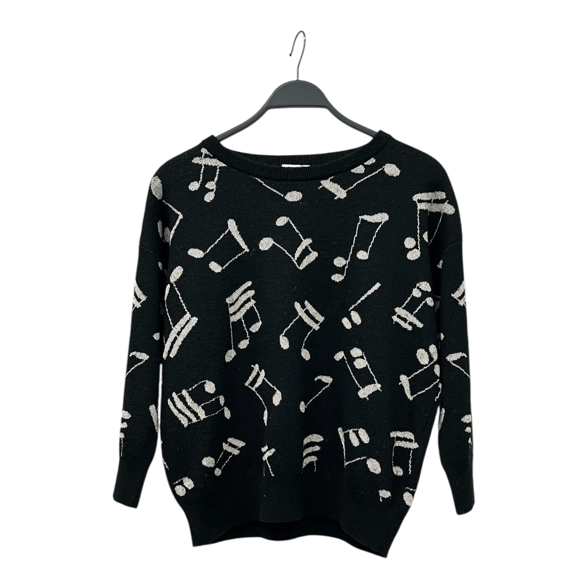 SAINT LAURENT/Sweater/XS/All Over Print/Wool/BLK/music notes view 1