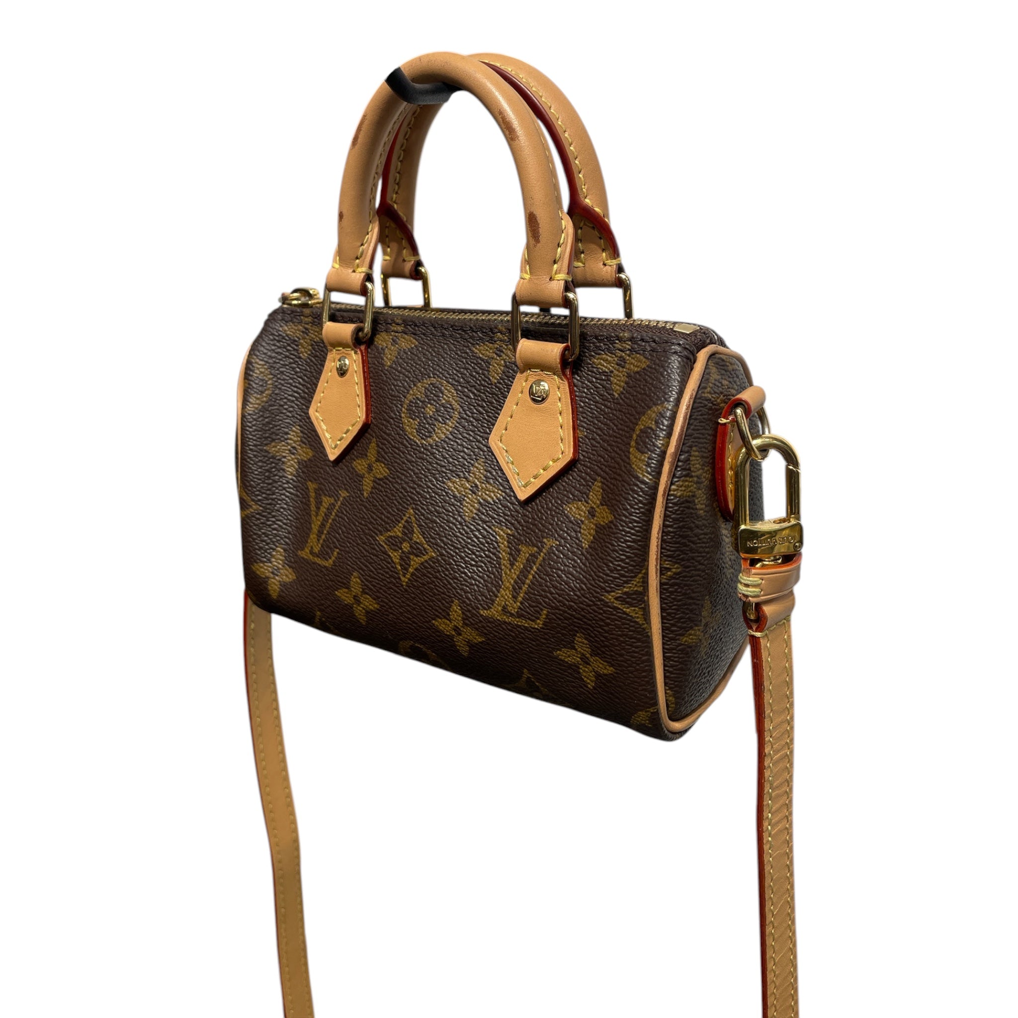 LOUIS VUITTON/Cross Body Bag/Monogram/Leather/BRW/NANO SPEEDY view 2