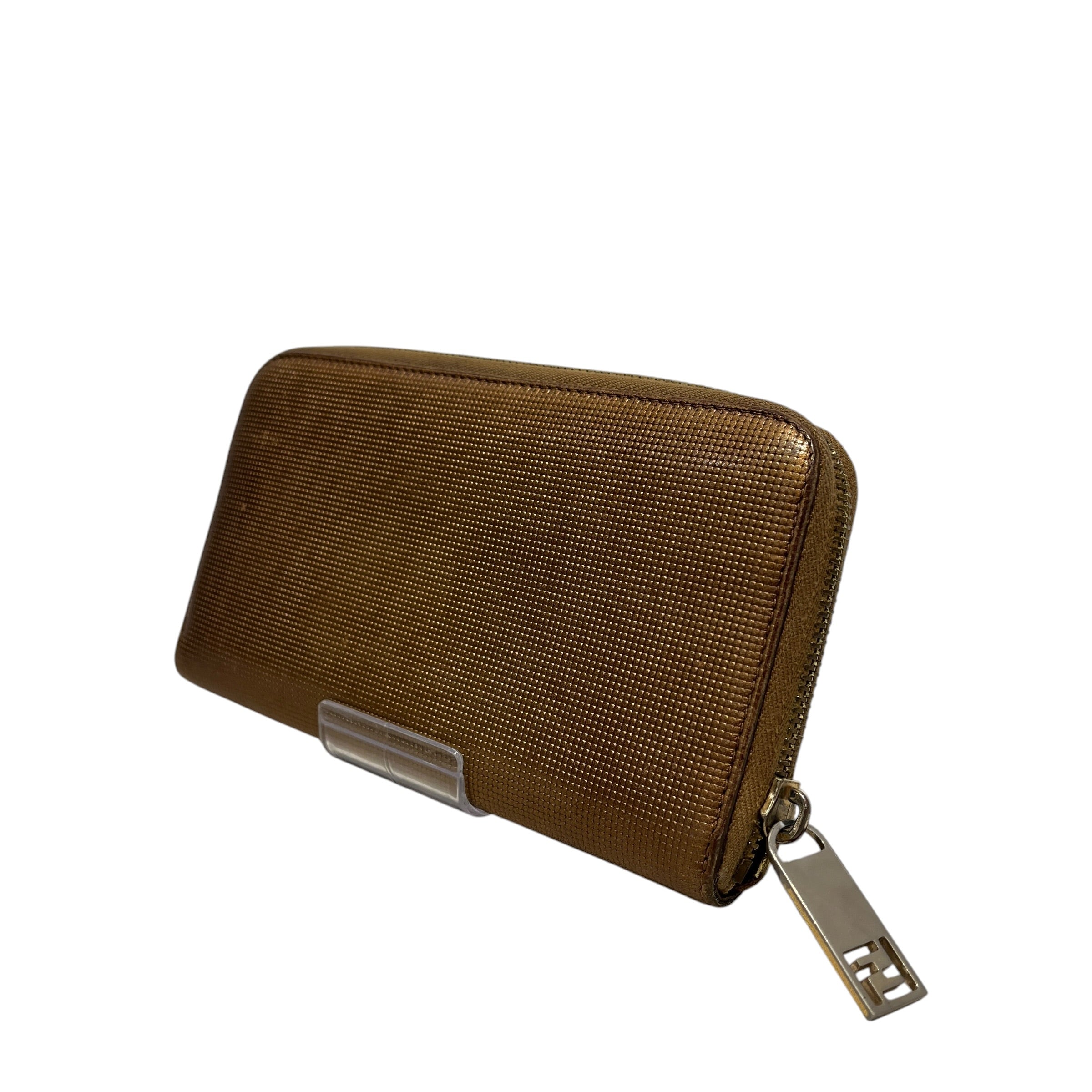 FENDI/Long Wallet/Leather/CML/Gold Textured Lthr Zip Wallet view 2
