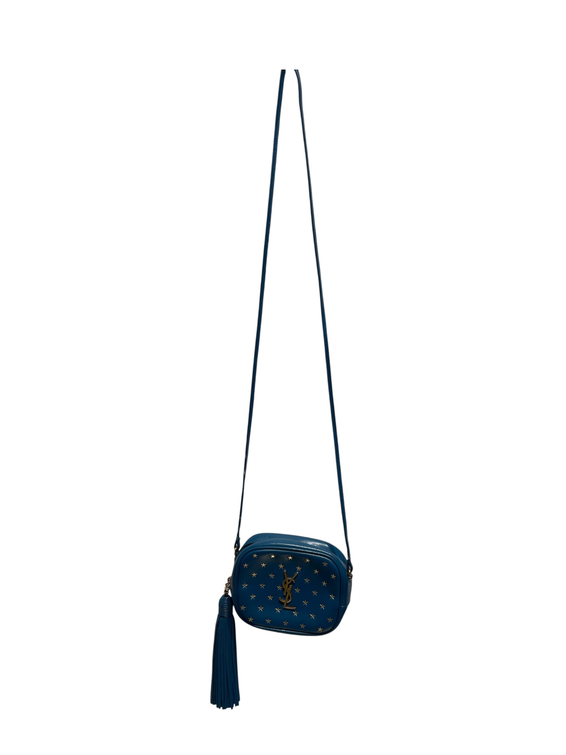 YVES SAINT LAURENT/Cross Body Bag/S/All Over Print/Leather/BLU/YSL Star Crossbody Bag view 1