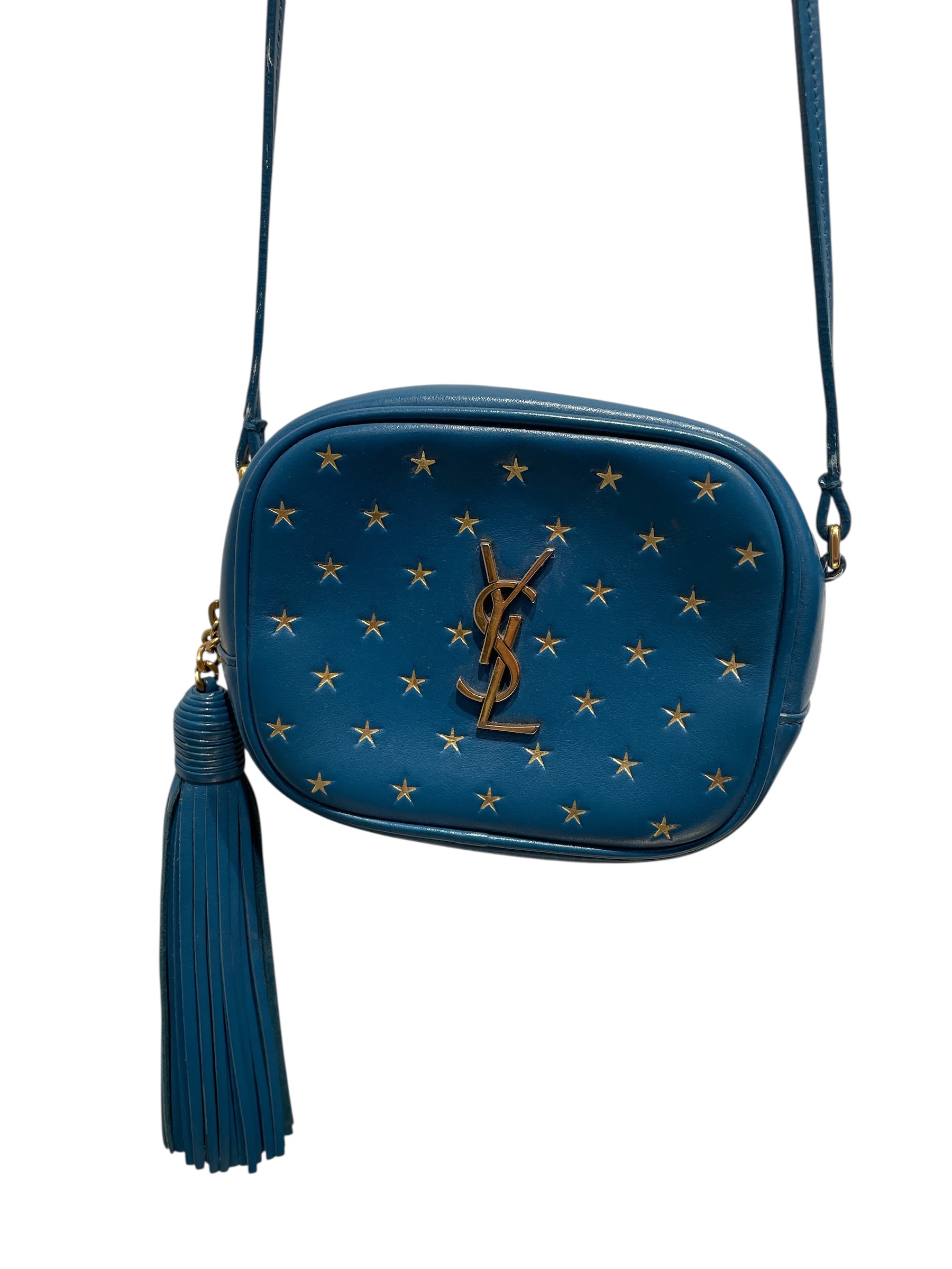 YVES SAINT LAURENT/Cross Body Bag/S/All Over Print/Leather/BLU/YSL Star Crossbody Bag view 2