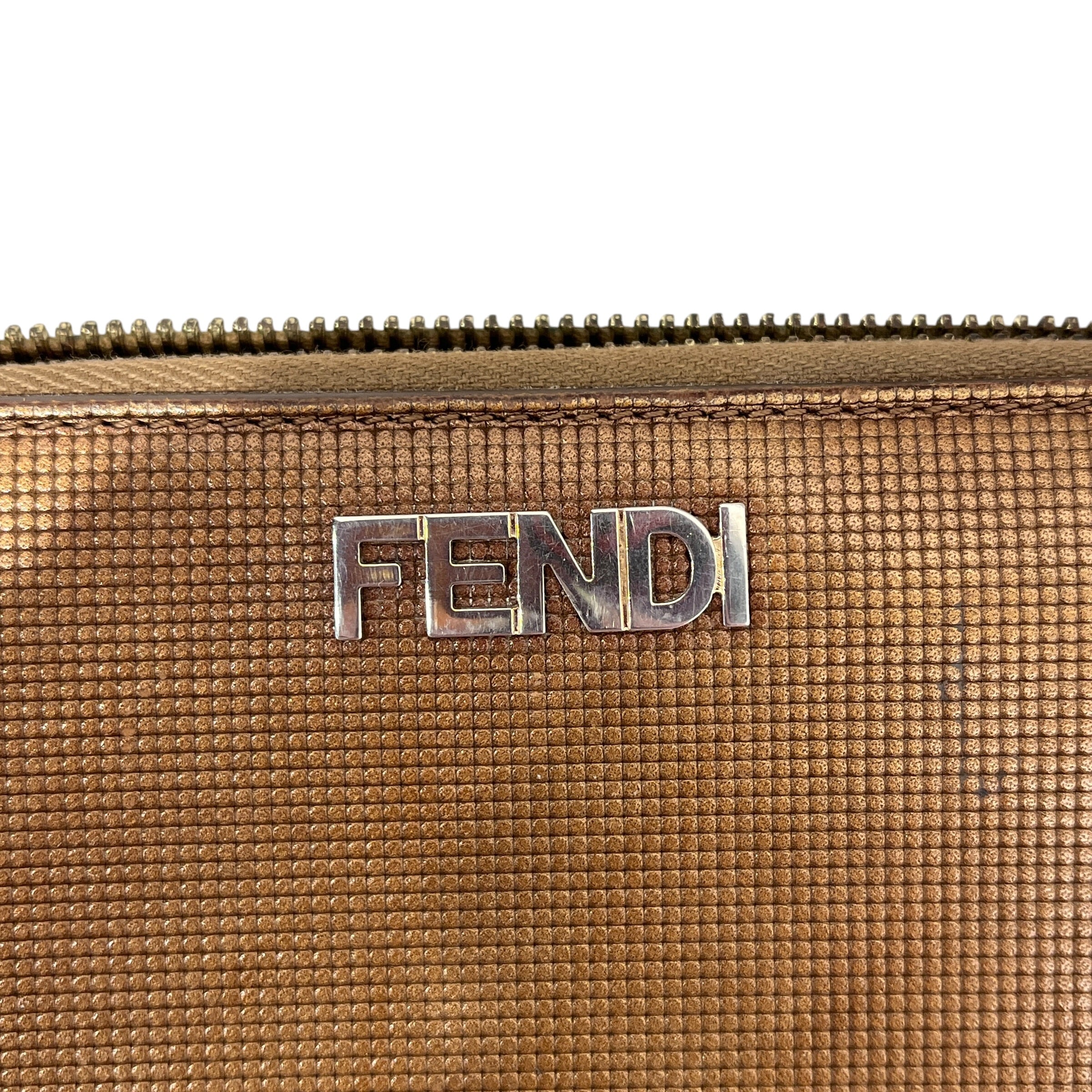 FENDI/Long Wallet/Leather/CML/Gold Textured Lthr Zip Wallet view 5