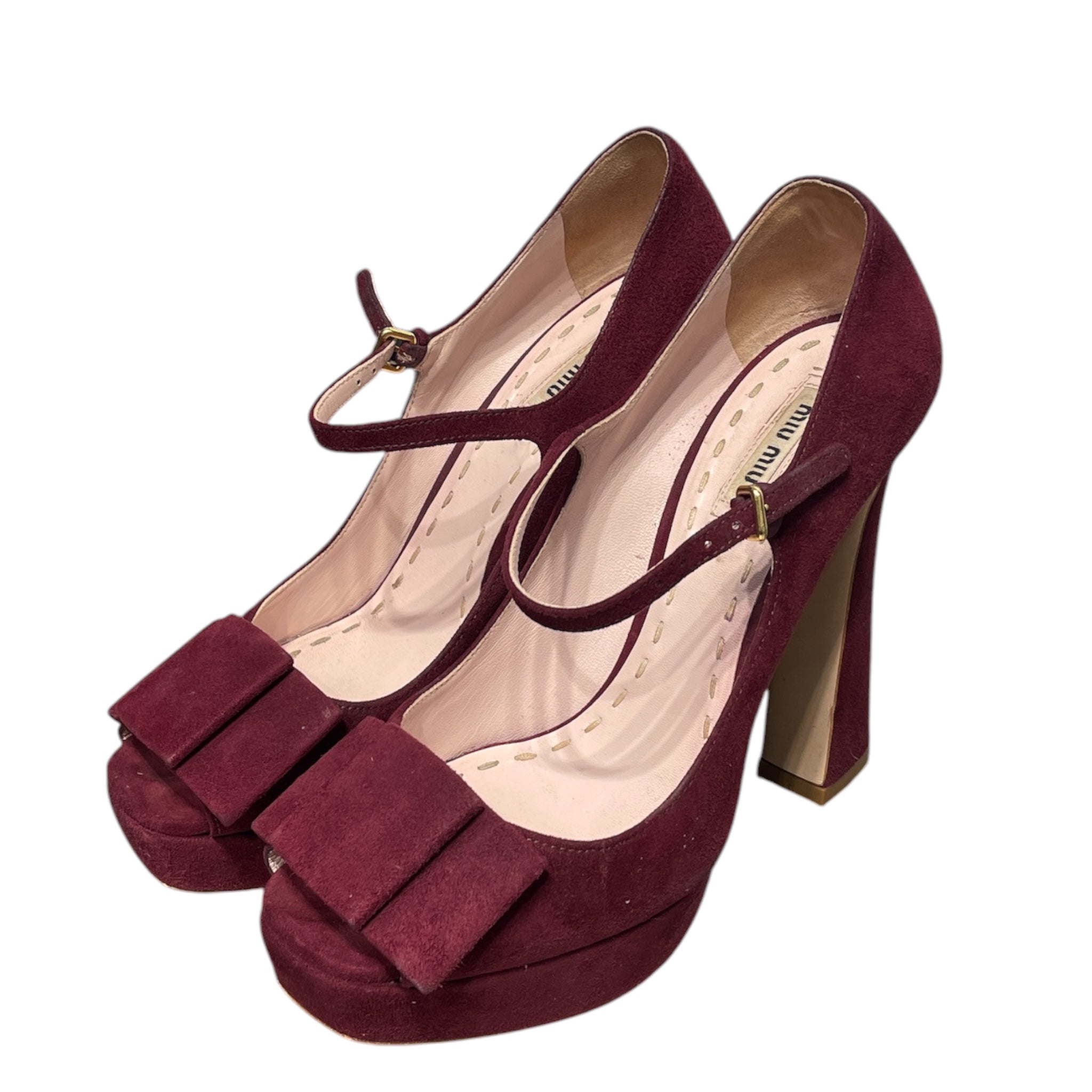 MIU MIU/Heels/EU 38/Suede/BRD/MARY JANE PUMP WITH BOW view 1