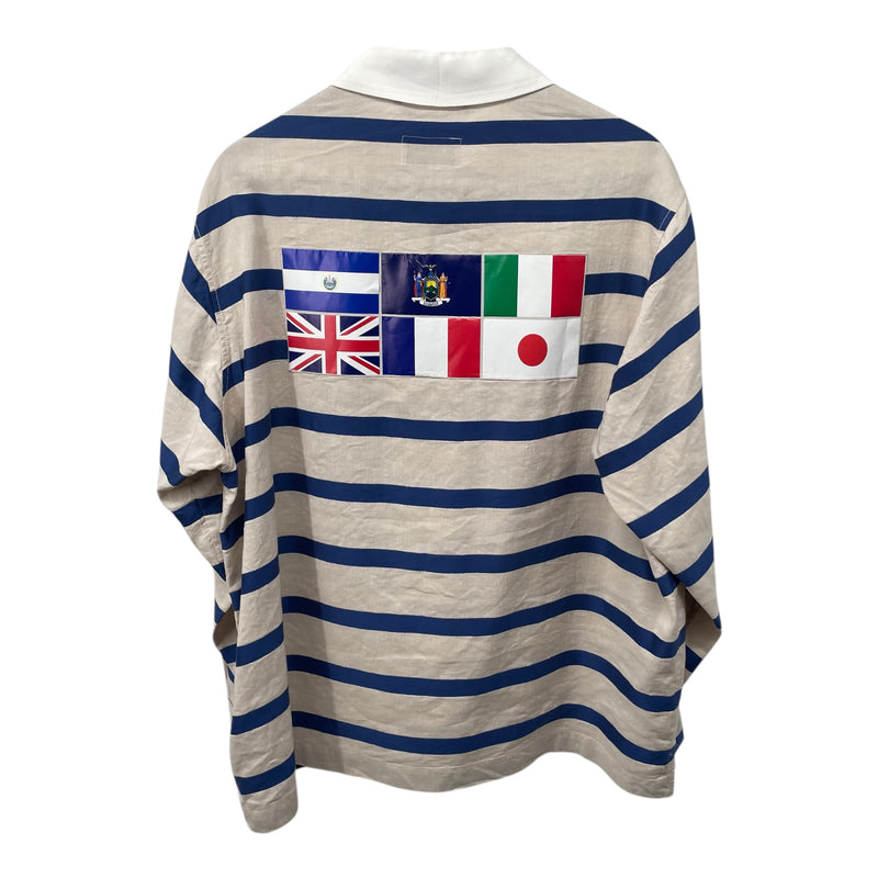 4SDESIGNS/LS Shirt/M/Cotton/BEG/Stripe/BASE SRL