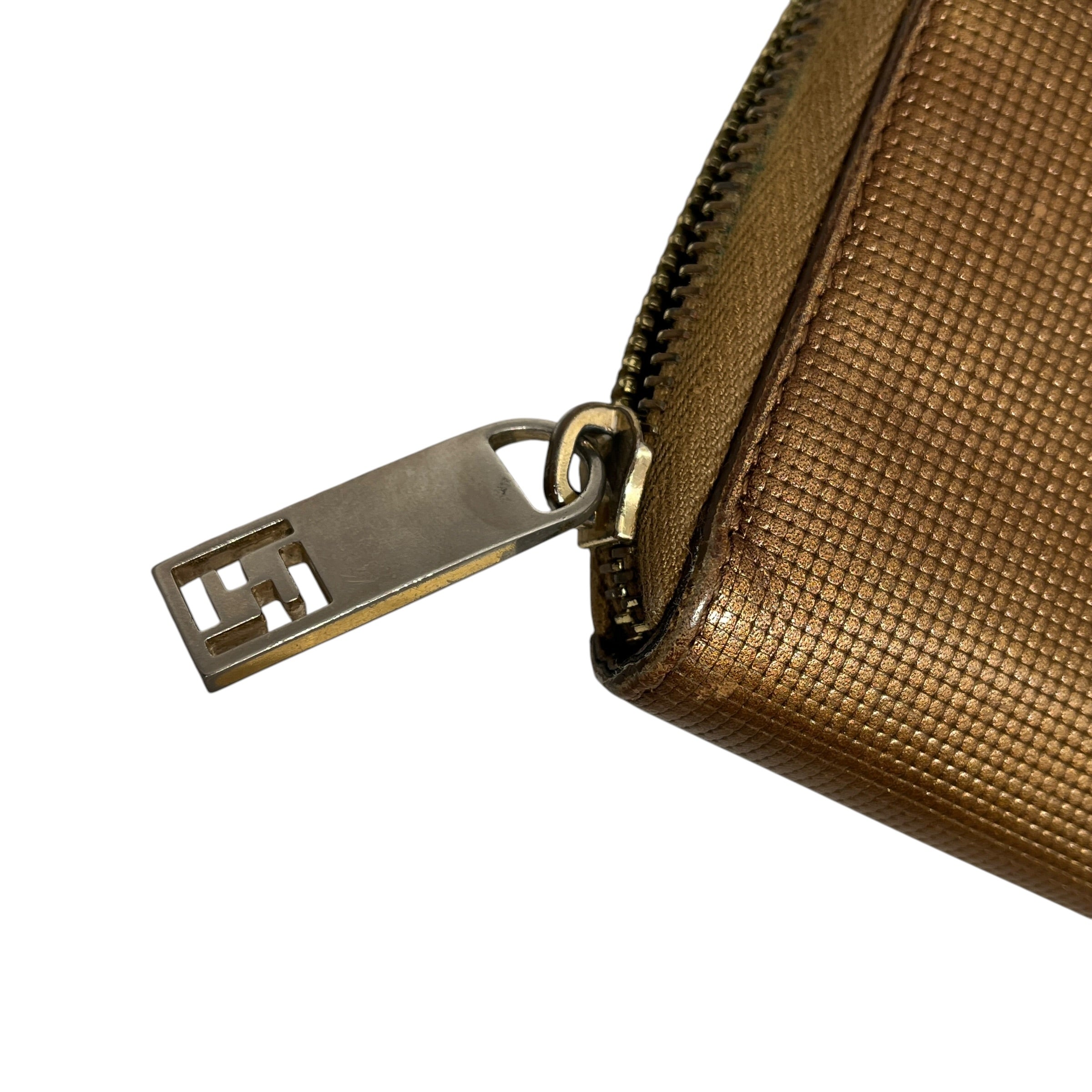 FENDI/Long Wallet/Leather/CML/Gold Textured Lthr Zip Wallet view 8
