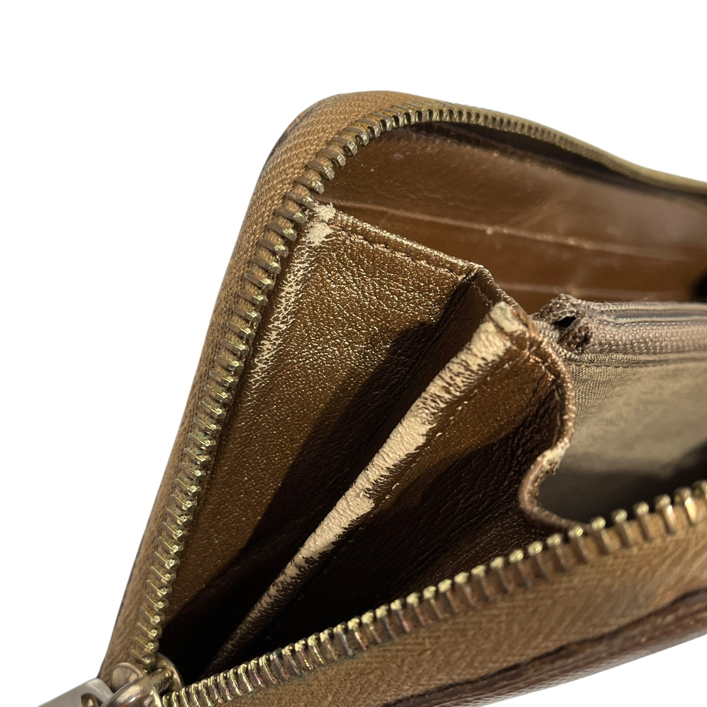 FENDI/Long Wallet/Leather/CML/Gold Textured Lthr Zip Wallet view 7