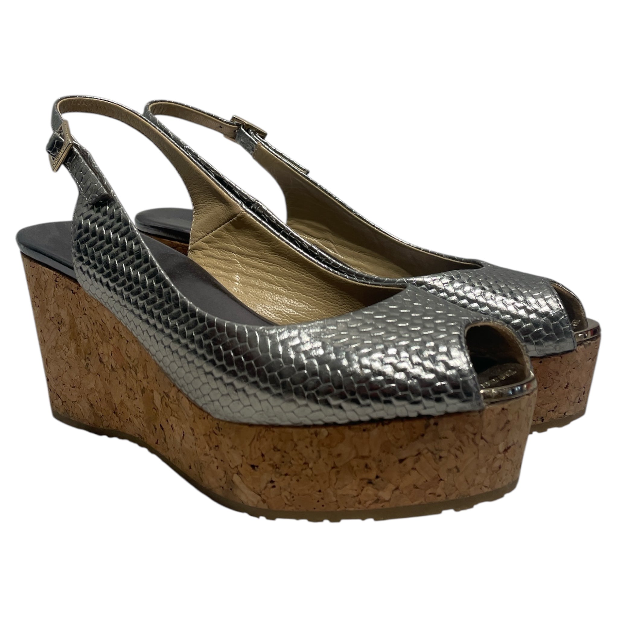 JIMMY CHOO/Shoes/EU 38/SLV/silver platform sandles view 1