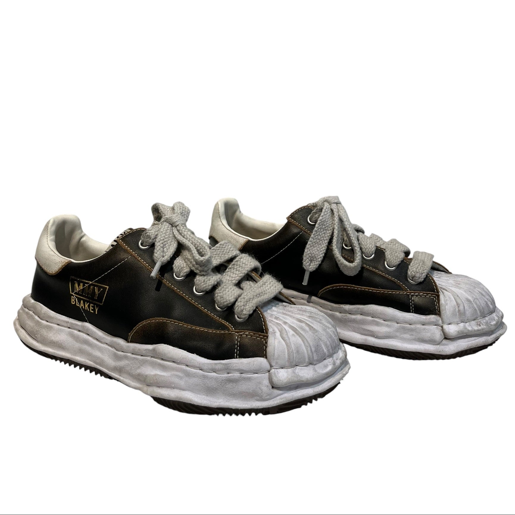 MIHARA YASUHIRO/Low-Sneakers/EU 43/Leather/BLK/blakey, thick lace, gold log view 1