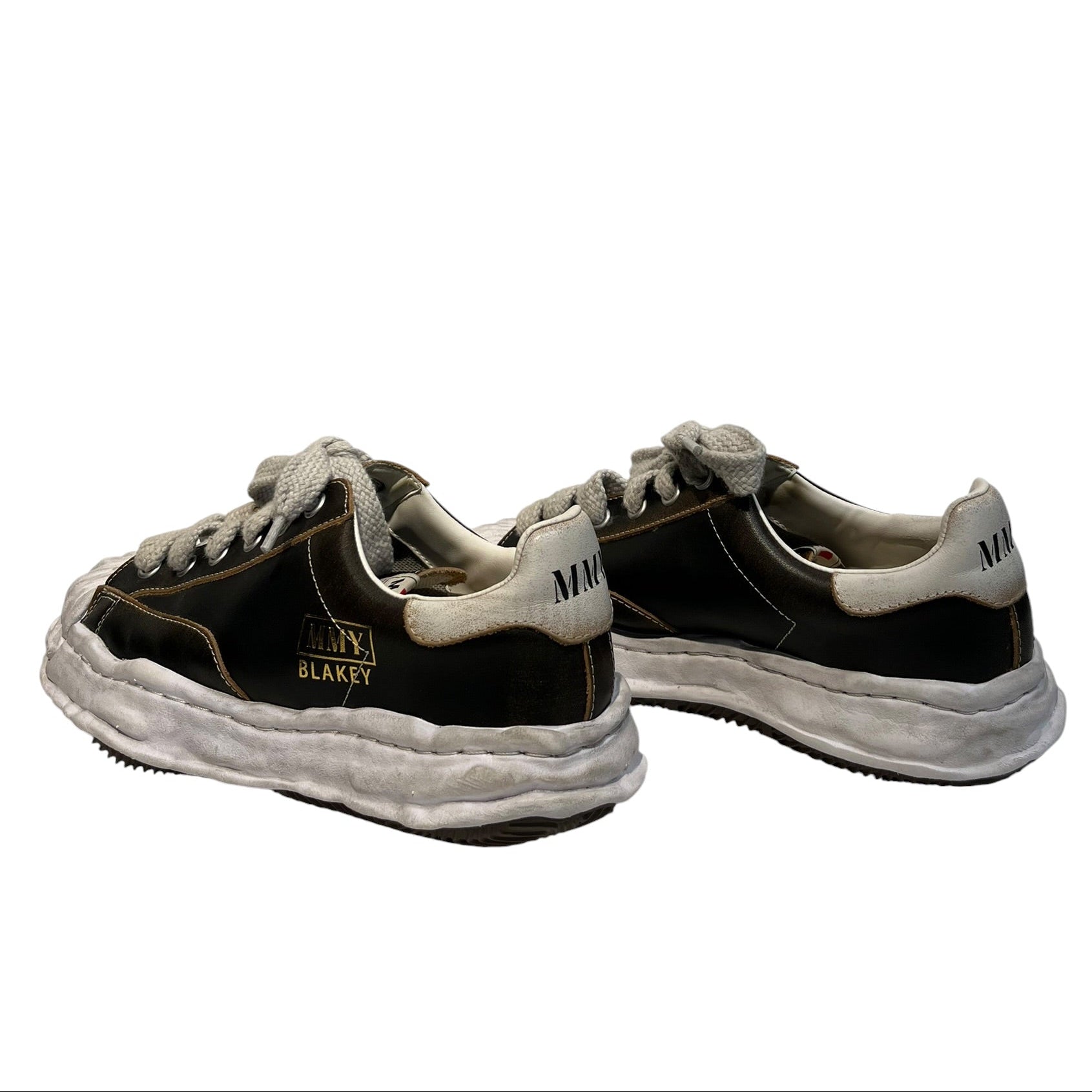 MIHARA YASUHIRO/Low-Sneakers/EU 43/Leather/BLK/blakey, thick lace, gold log view 2
