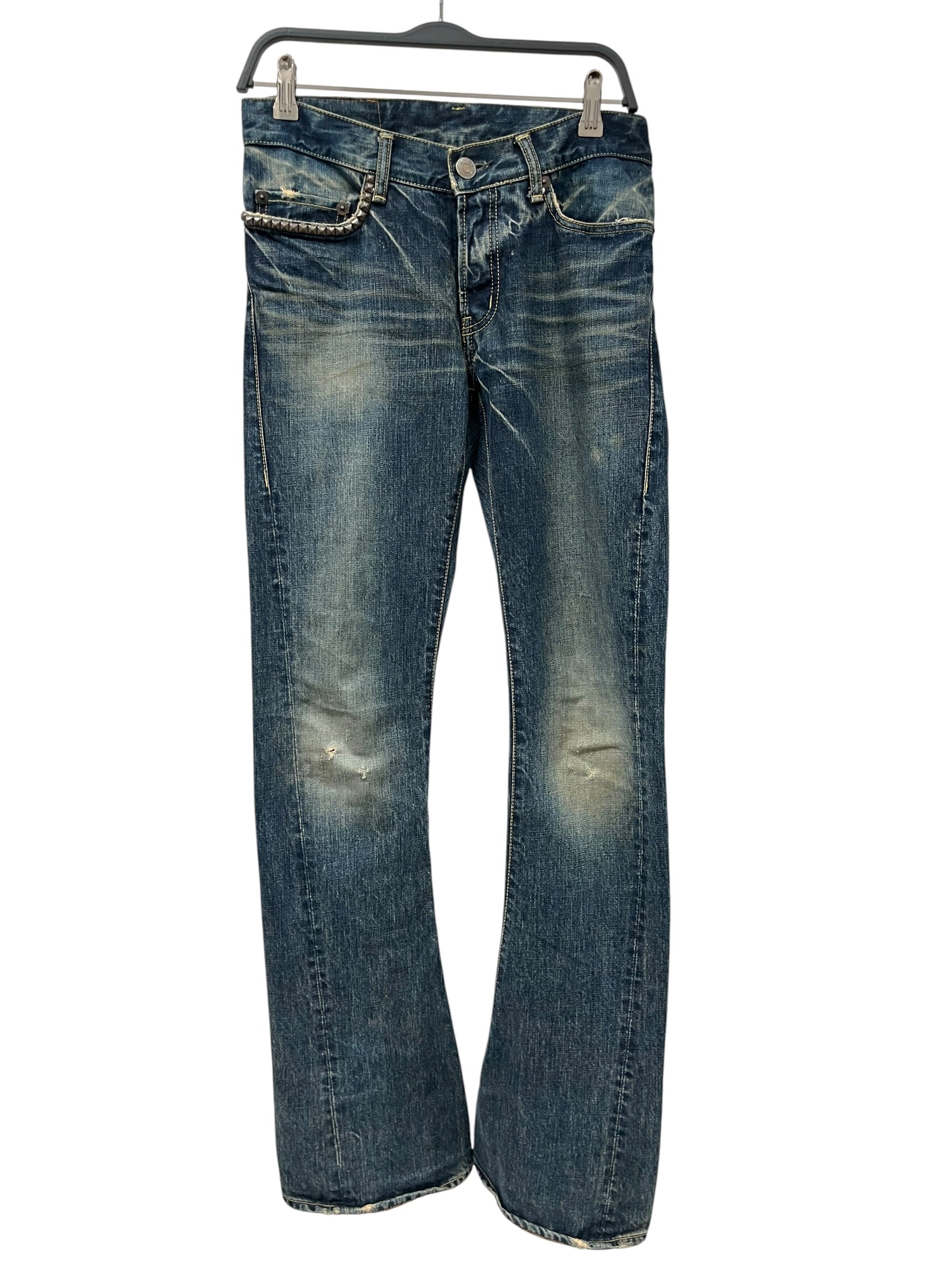 HYSTERIC GLAMOUR/Bootcut Pants/30/Cotton/BLU/Low-rise/STUDDED POCKET view 1